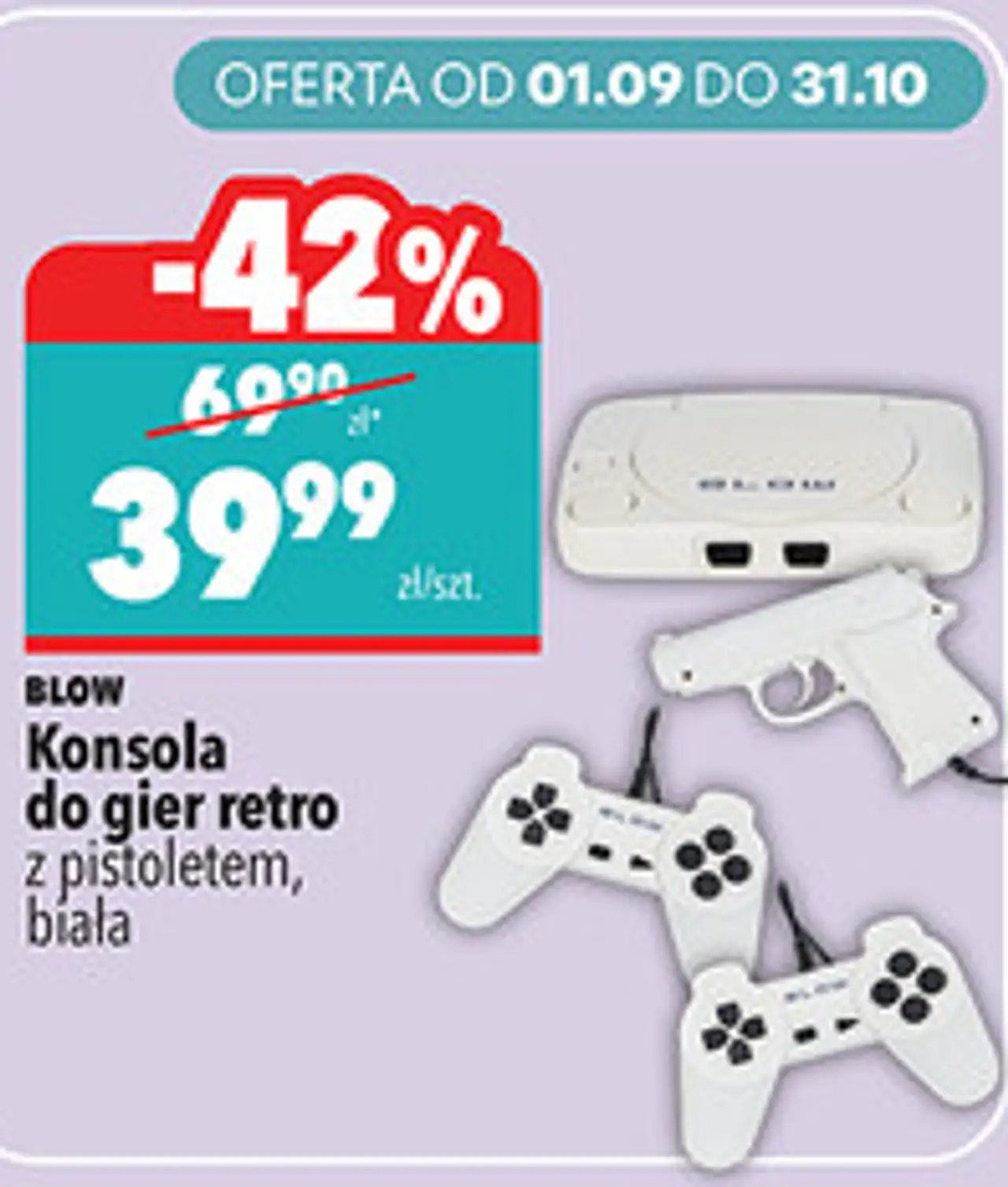BLOW Konsola do gier retro z pistoletem, biała