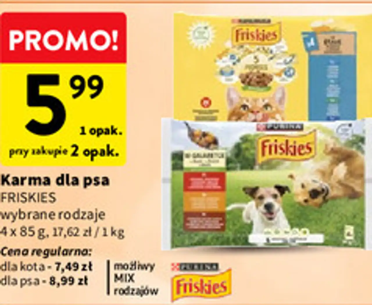 Karma dla psa i kota FRISKIES wybrane rodzaje