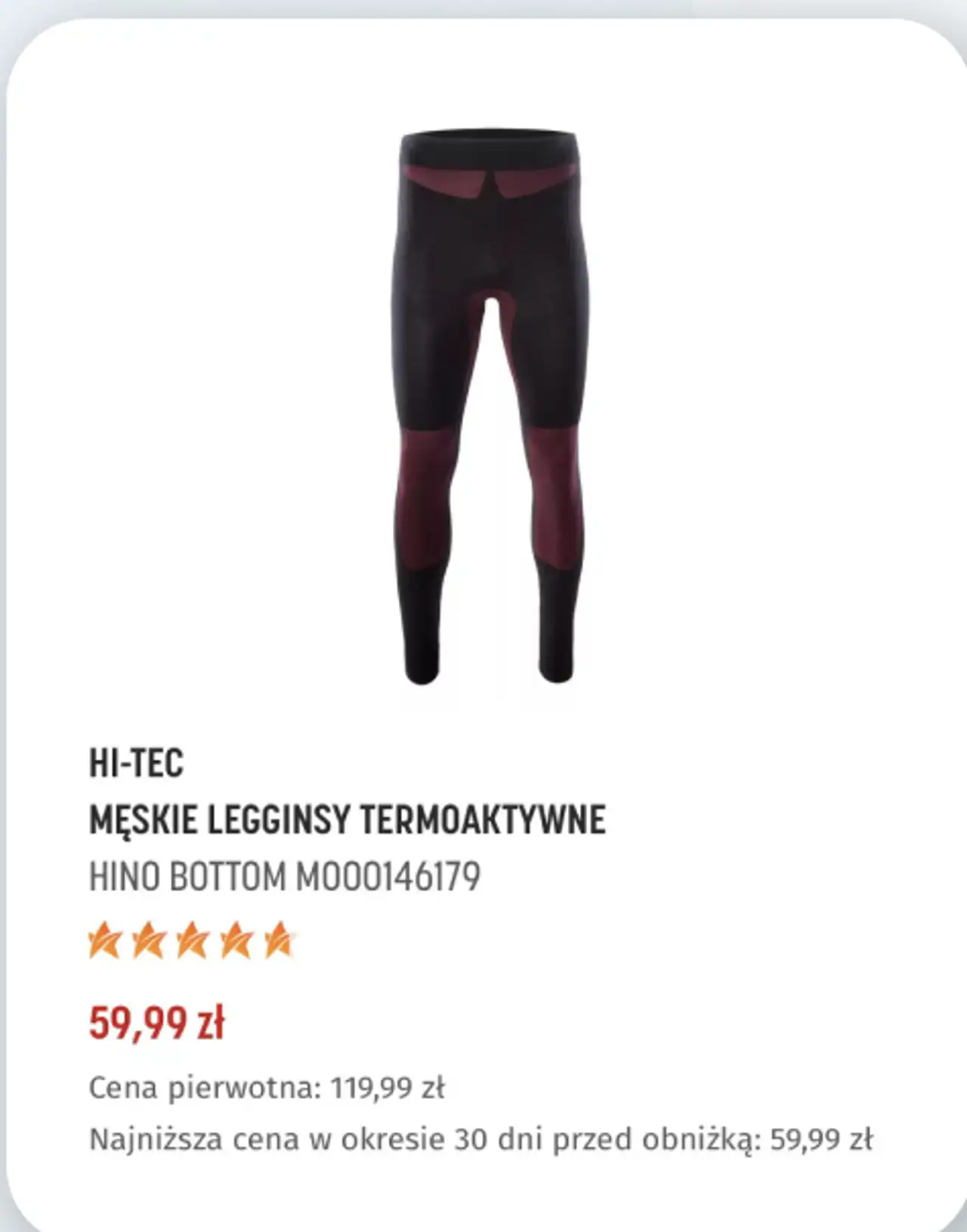 Męskie legginsy termoaktywne Hi-Tec Hino Bottom M000146179