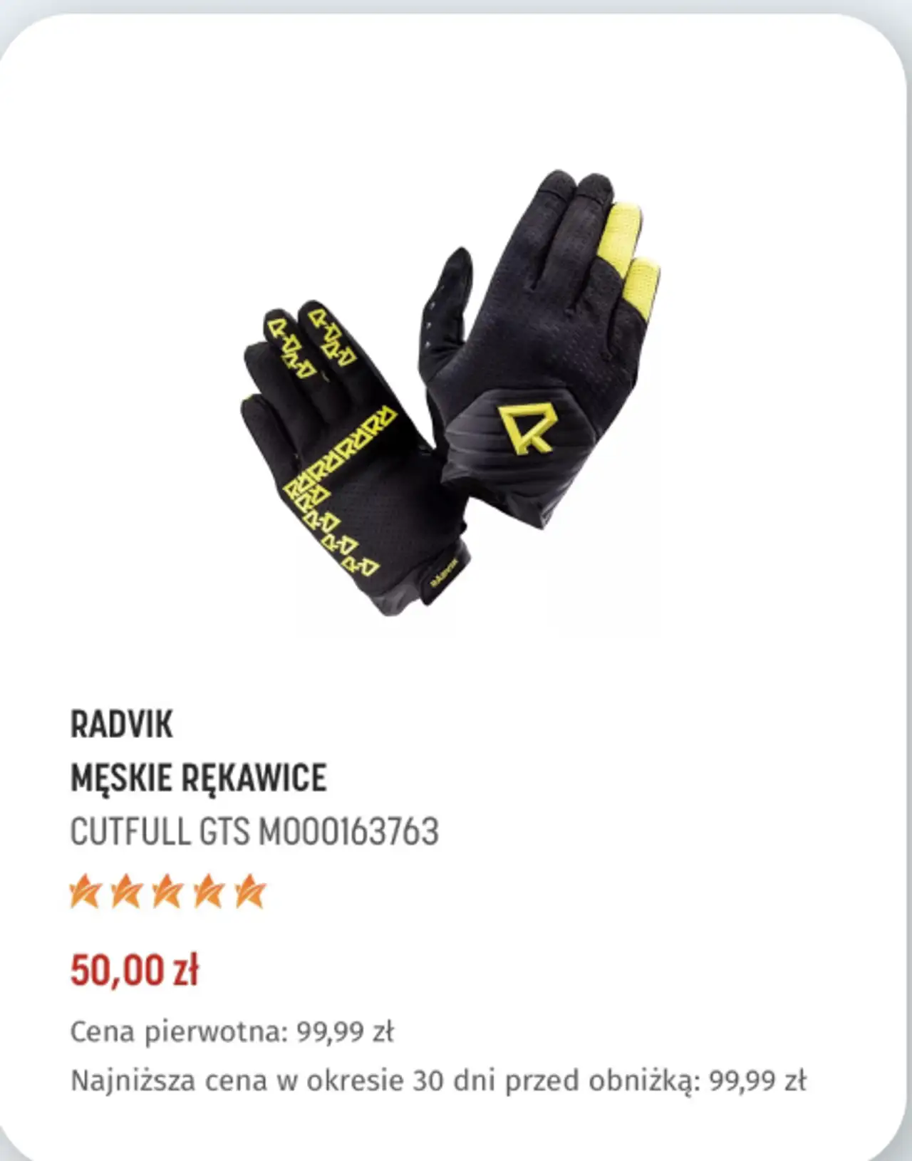 RADVIK MĘSKIE RĘKAWICE CUTFULL GTS M000163763