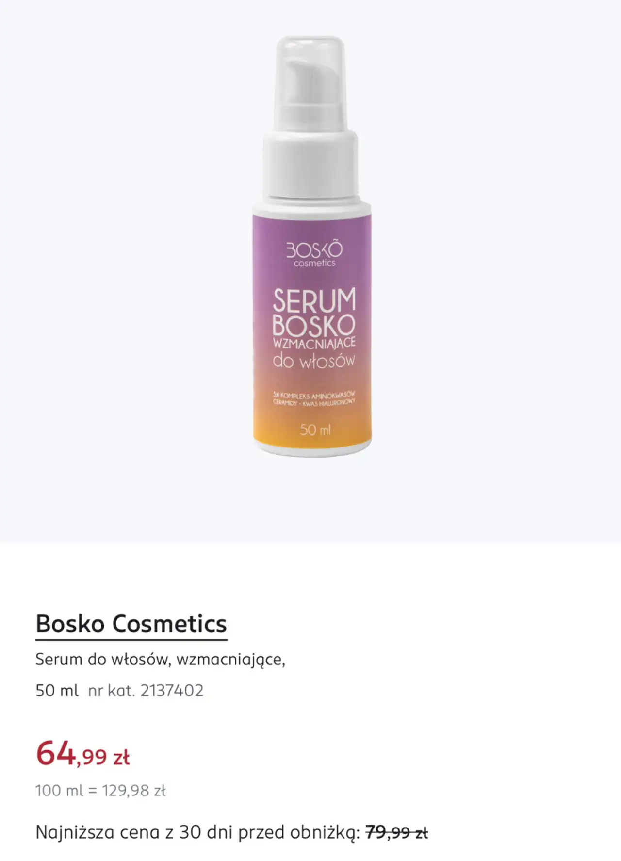 Bosko Cosmetics Serum do włosów, wzmacniające