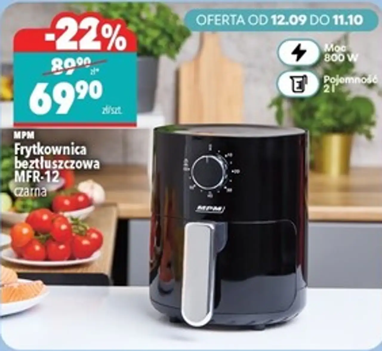 MPM Frytkownica beztłuszczowa MFR-12 czarna
