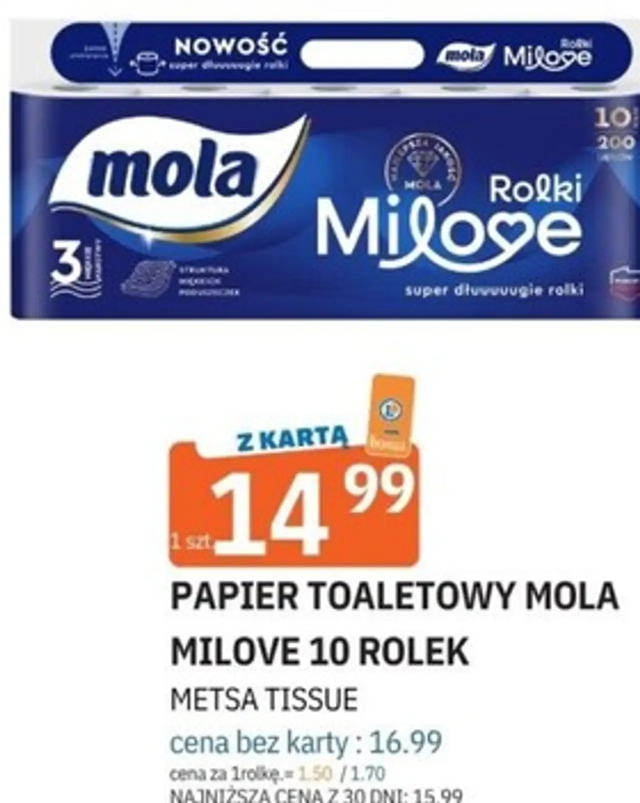 PAPIER TOALETOWY MOLA MILOVE 10 ROLEK METSA TISSUE