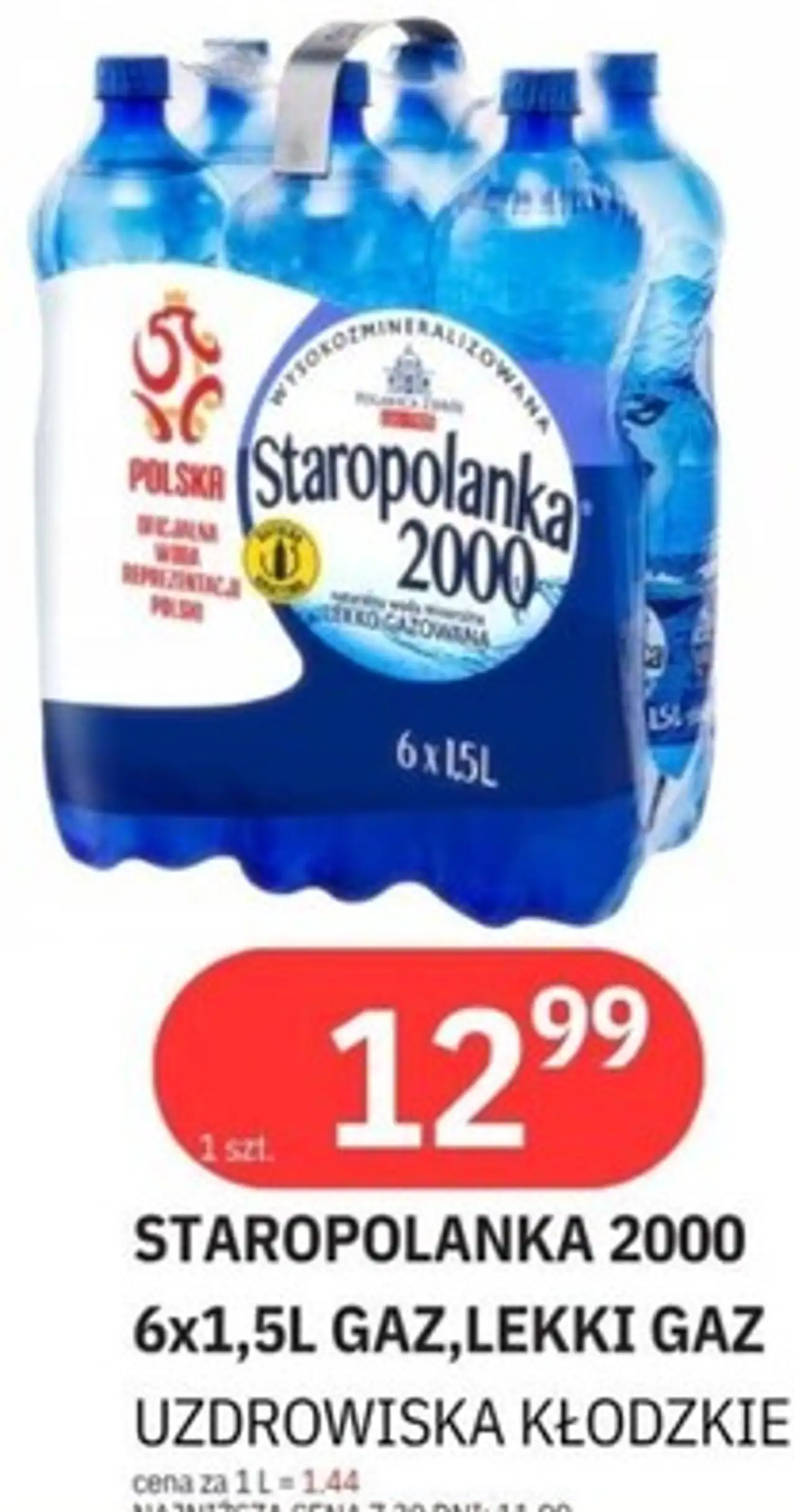 Woda Staropolanka 2000 6x1,5L gaz, lekki gaz