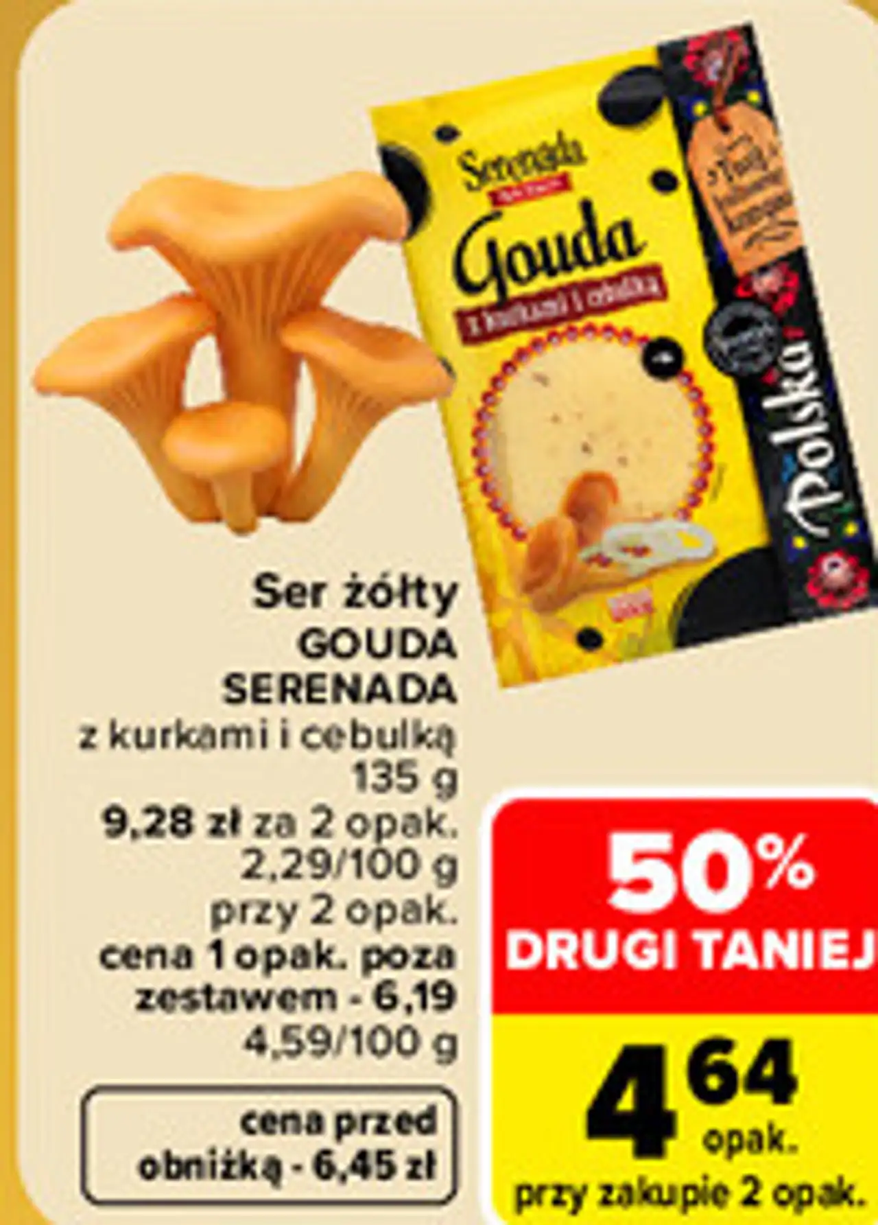 Ser żółty GOUDA SERENADA z kurkami i cebulką