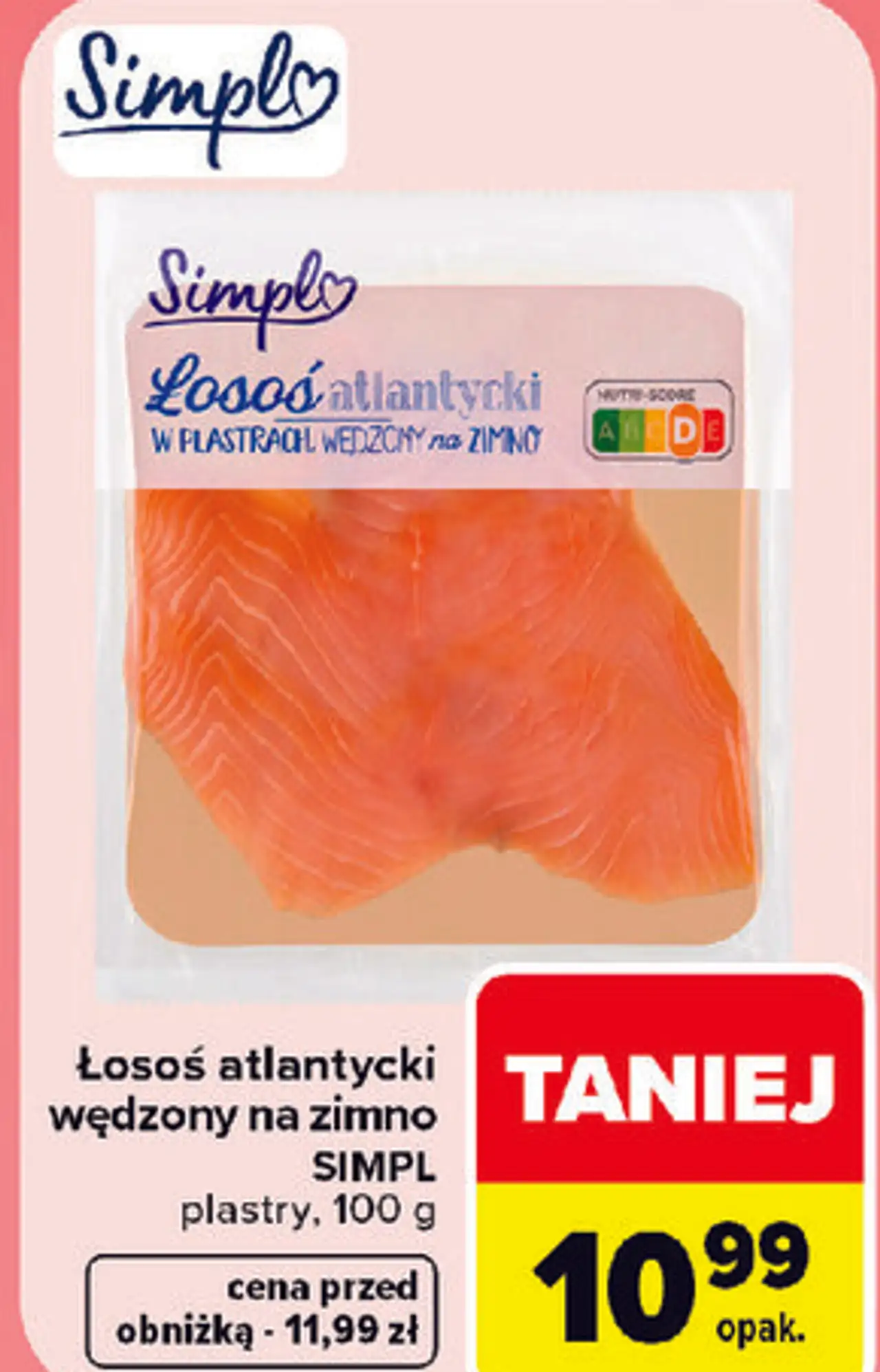 Łosoś atlantycki wędzony na zimno SIMPL plastry