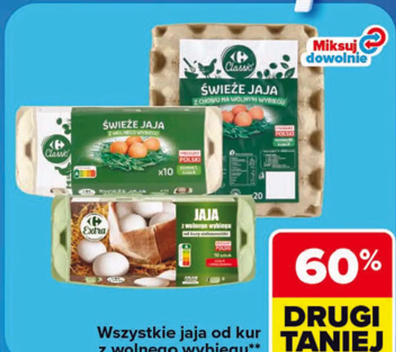 Wszystkie jaja od kur z wolnego wybiegu