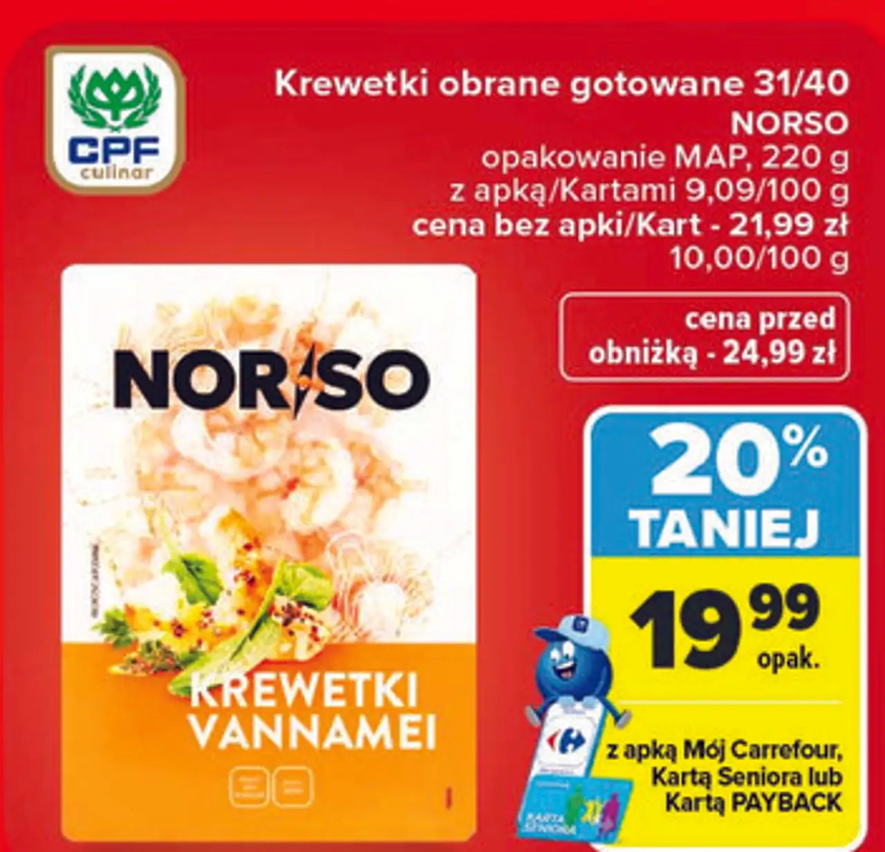 Krewetki obrane gotowane 31/40 NORSO