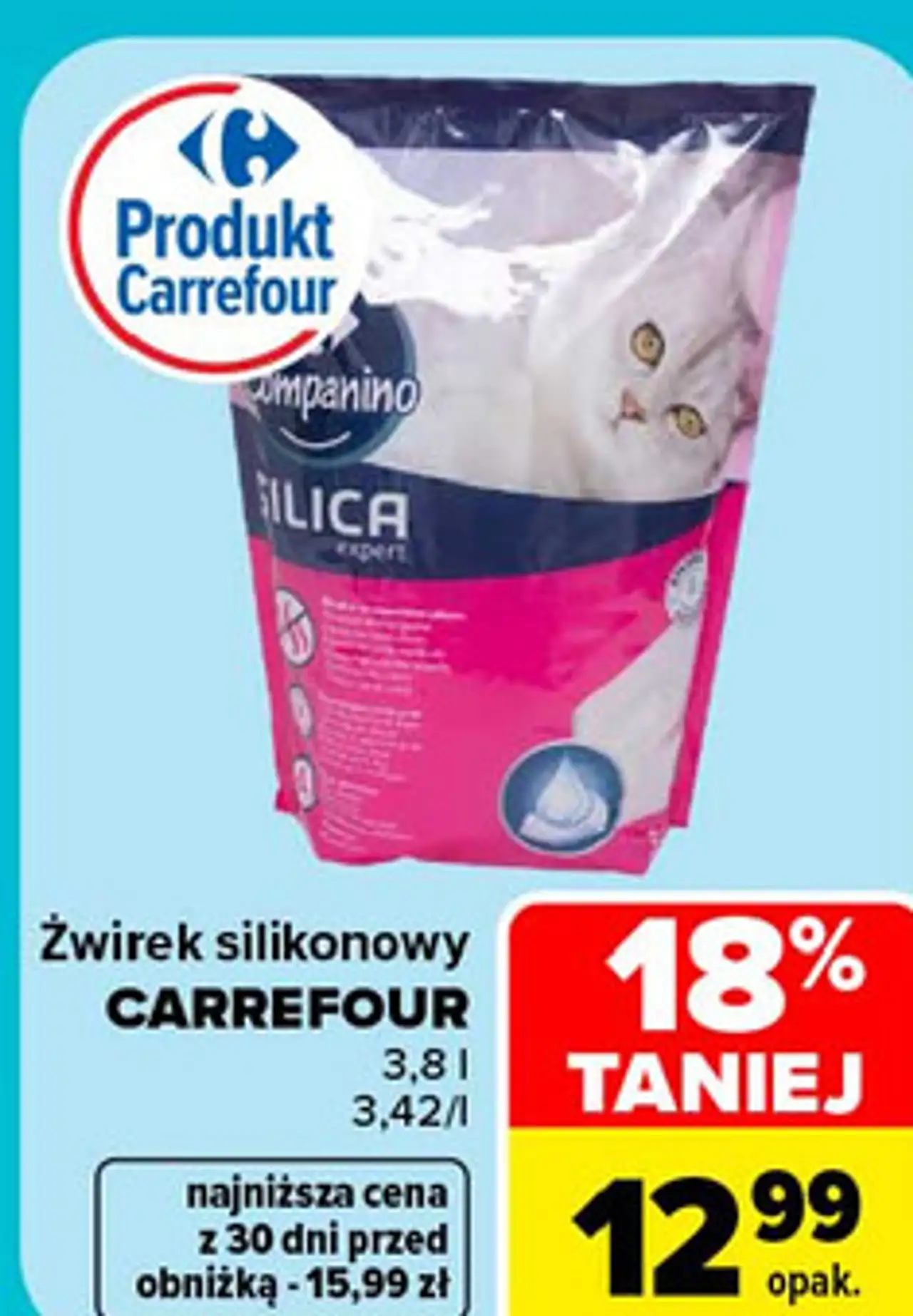 Żwirek silikonowy Carrefour Companino Silica Expert