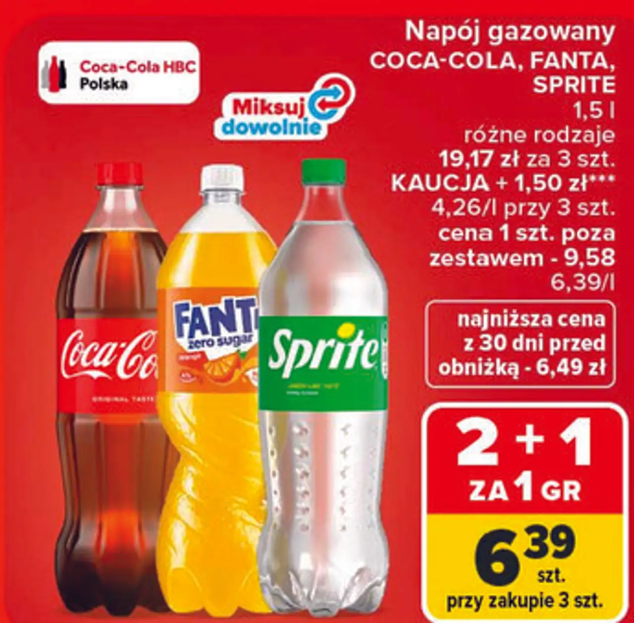 Napój gazowany COCA-COLA, FANTA, SPRITE