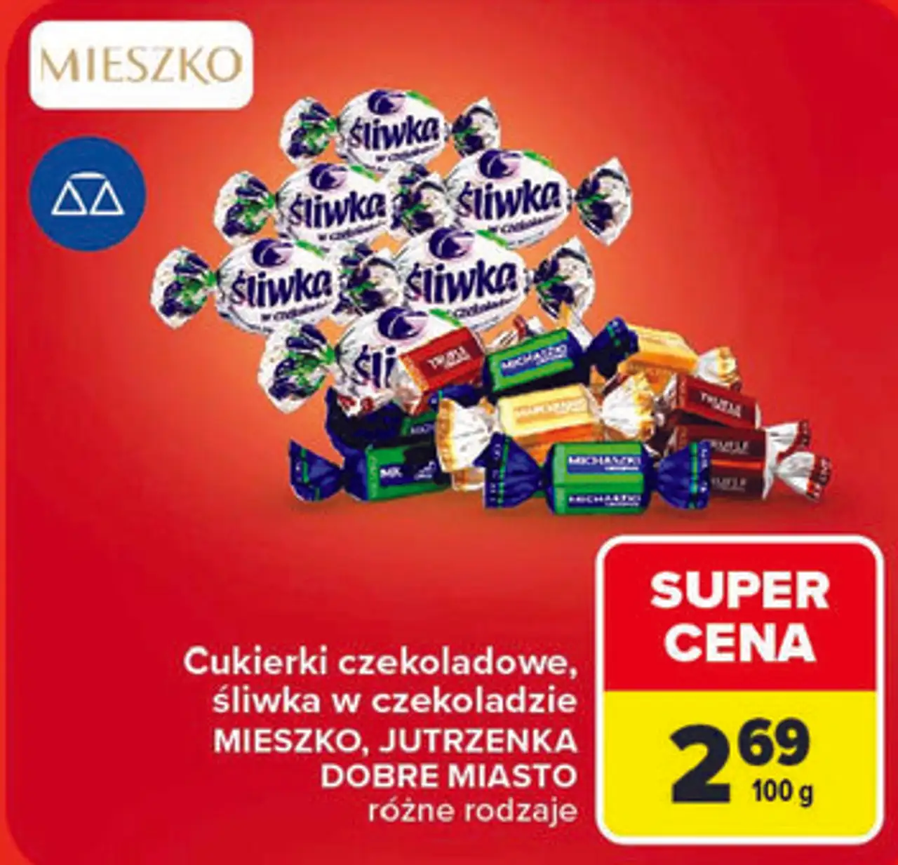 Cukierki czekoladowe, śliwka w czekoladzie MIESZKO, JUTRZENKA DOBRE MIASTO