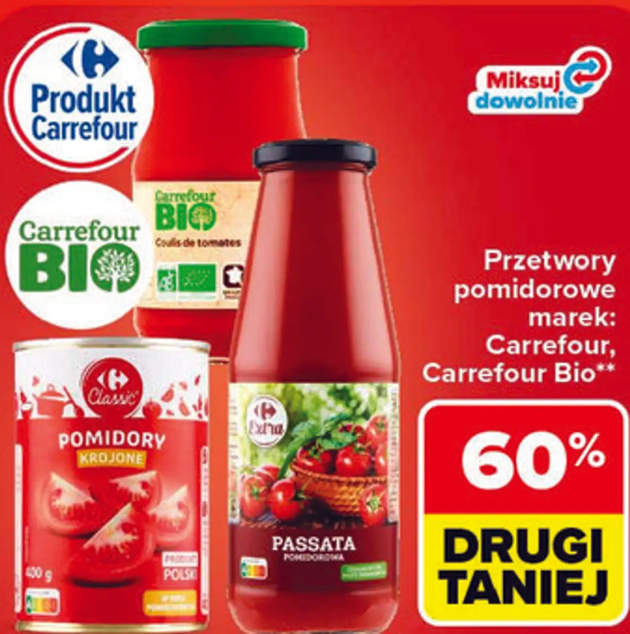 Przetwory pomidorowe marek: Carrefour, Carrefour Bio