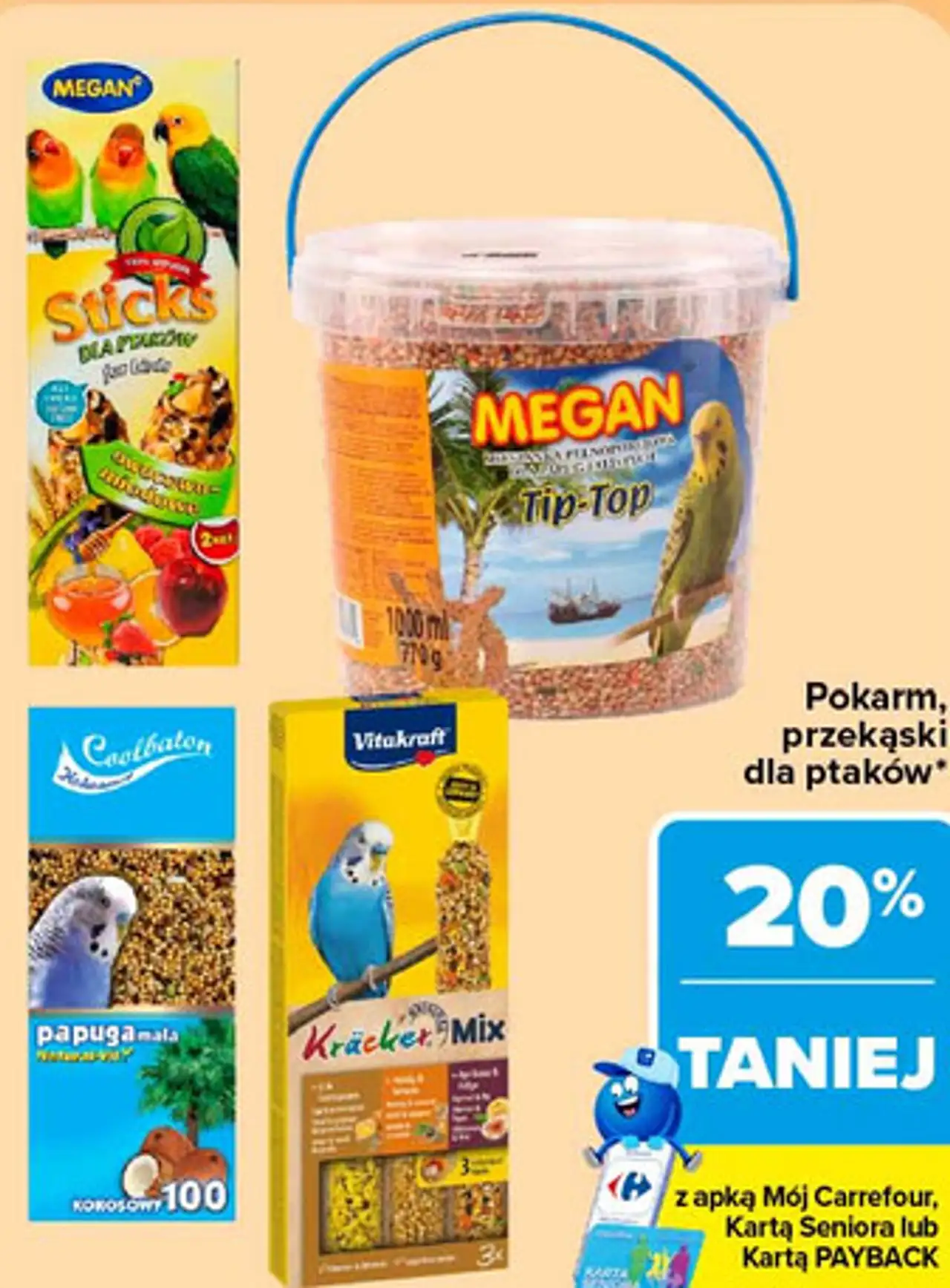 Pokarm, przekąski dla ptaków (Megan, Vitakraft, Coolbaton)