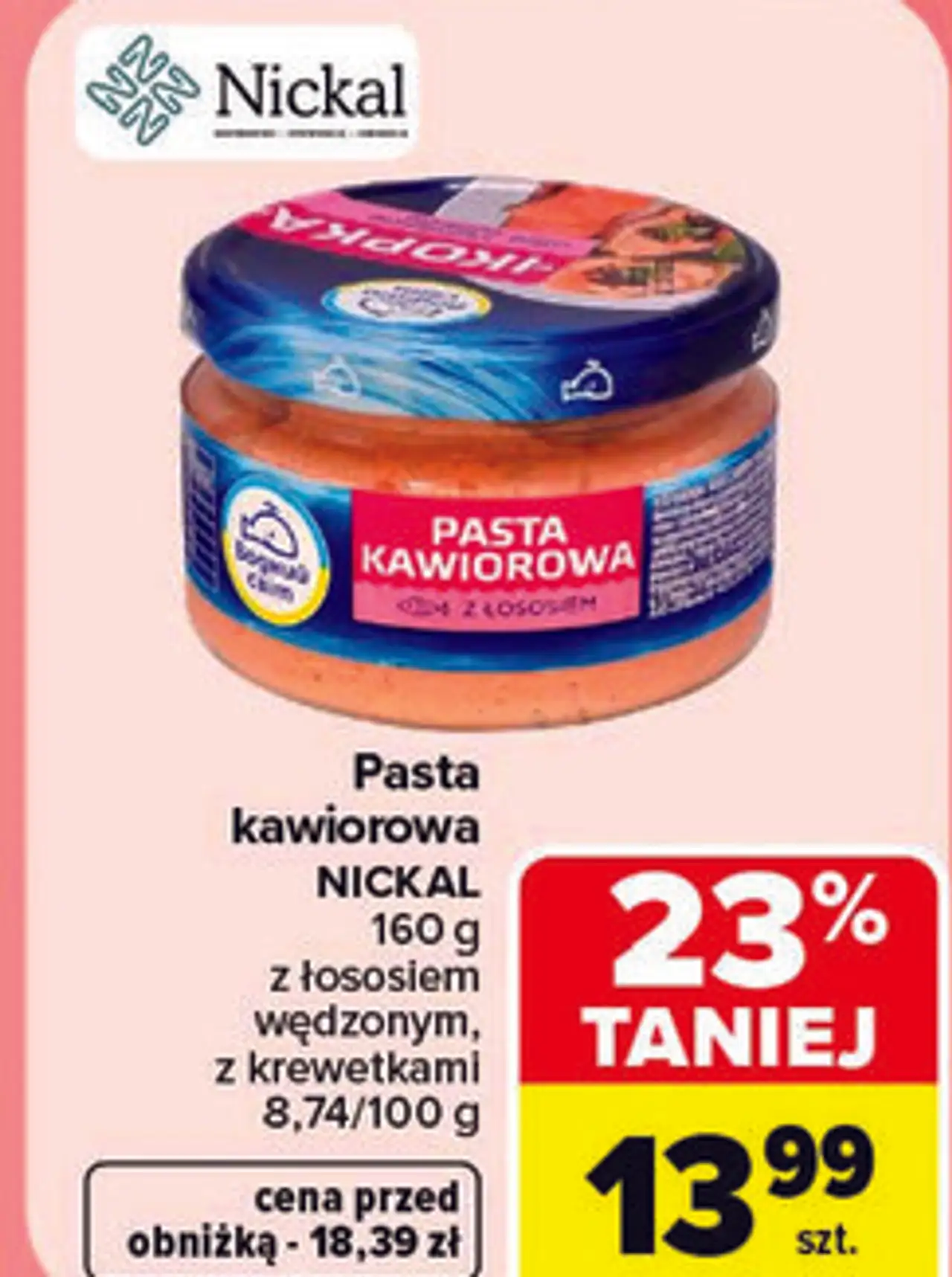 Pasta kawiorowa Nickal z łososiem wędzonym, z krewetkami