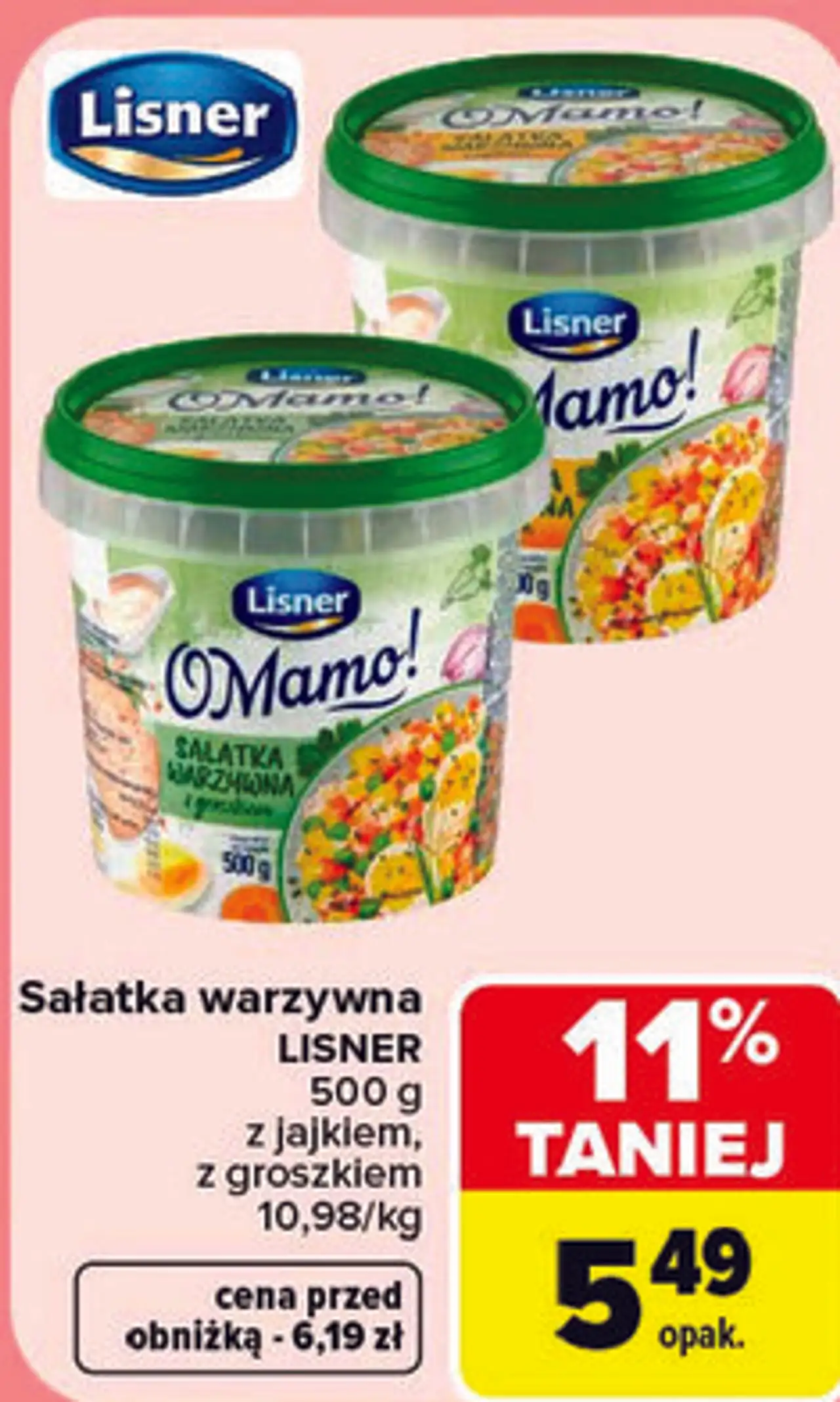 Sałatka warzywna Lisner z jajkiem, z groszkiem