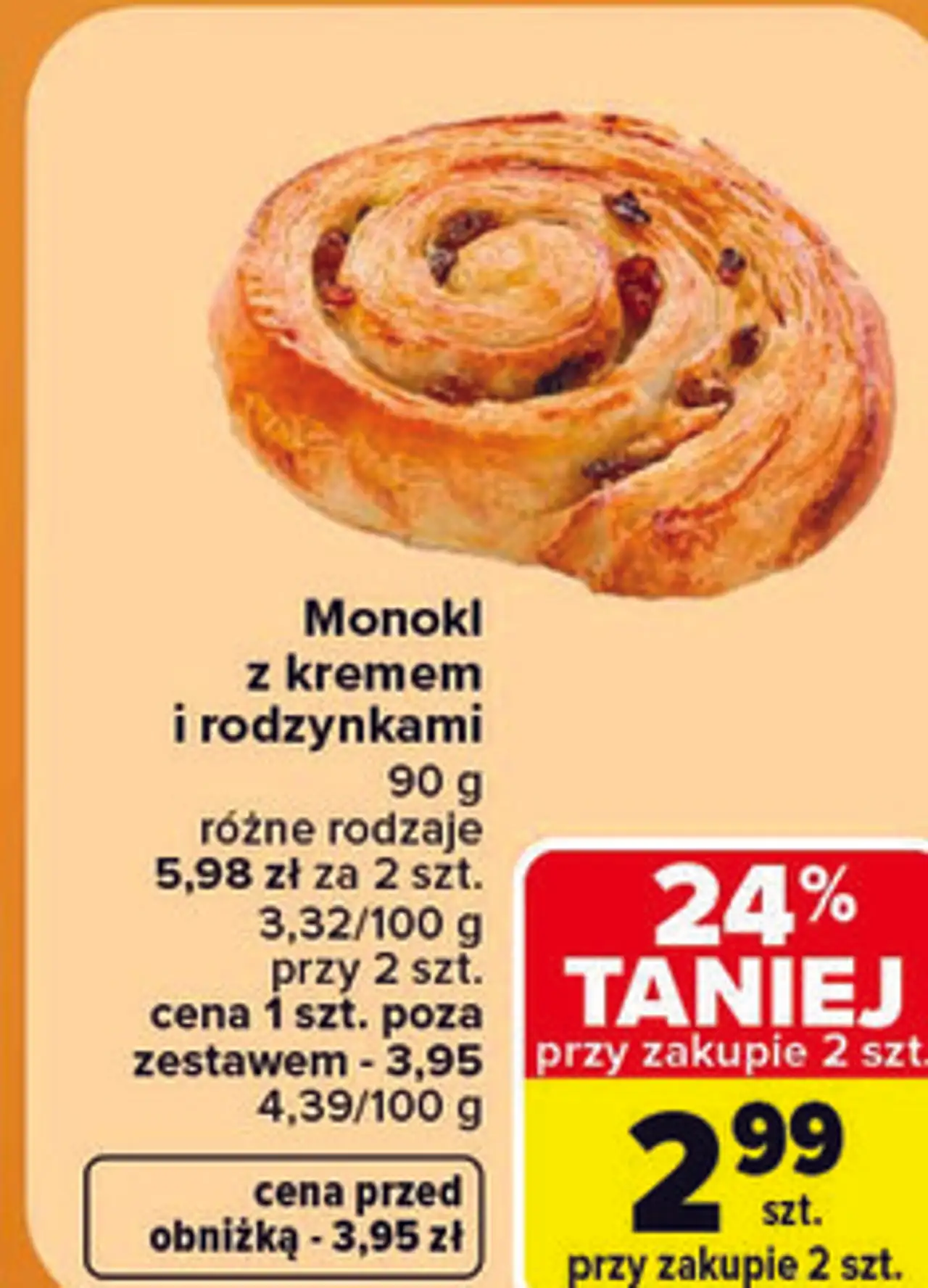Monokl z kremem i rodzynkami