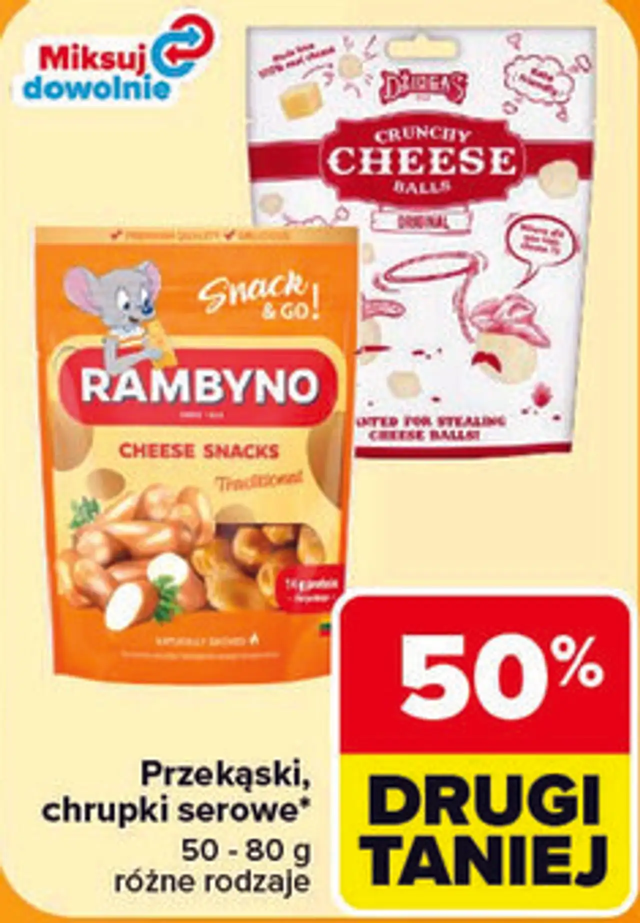 Przekąski, chrupki serowe Rambyno, Džiugas