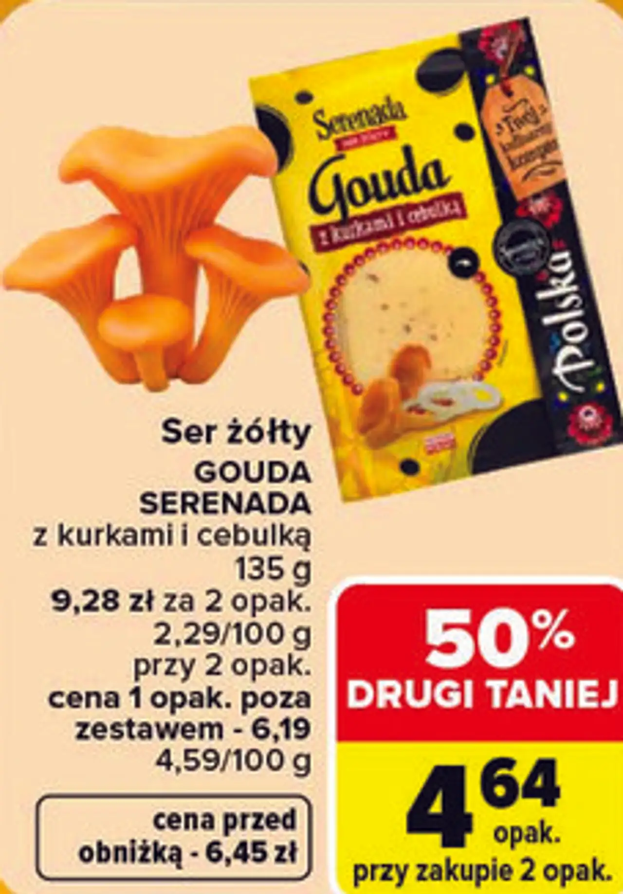 Ser żółty GOUDA SERENADA z kurkami i cebulką