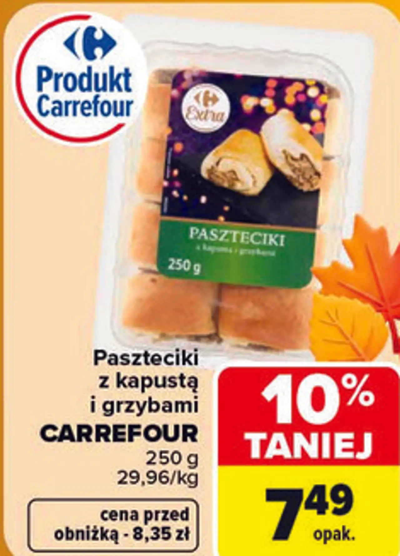 Paszteciki z kapustą i grzybami CARREFOUR 250 g