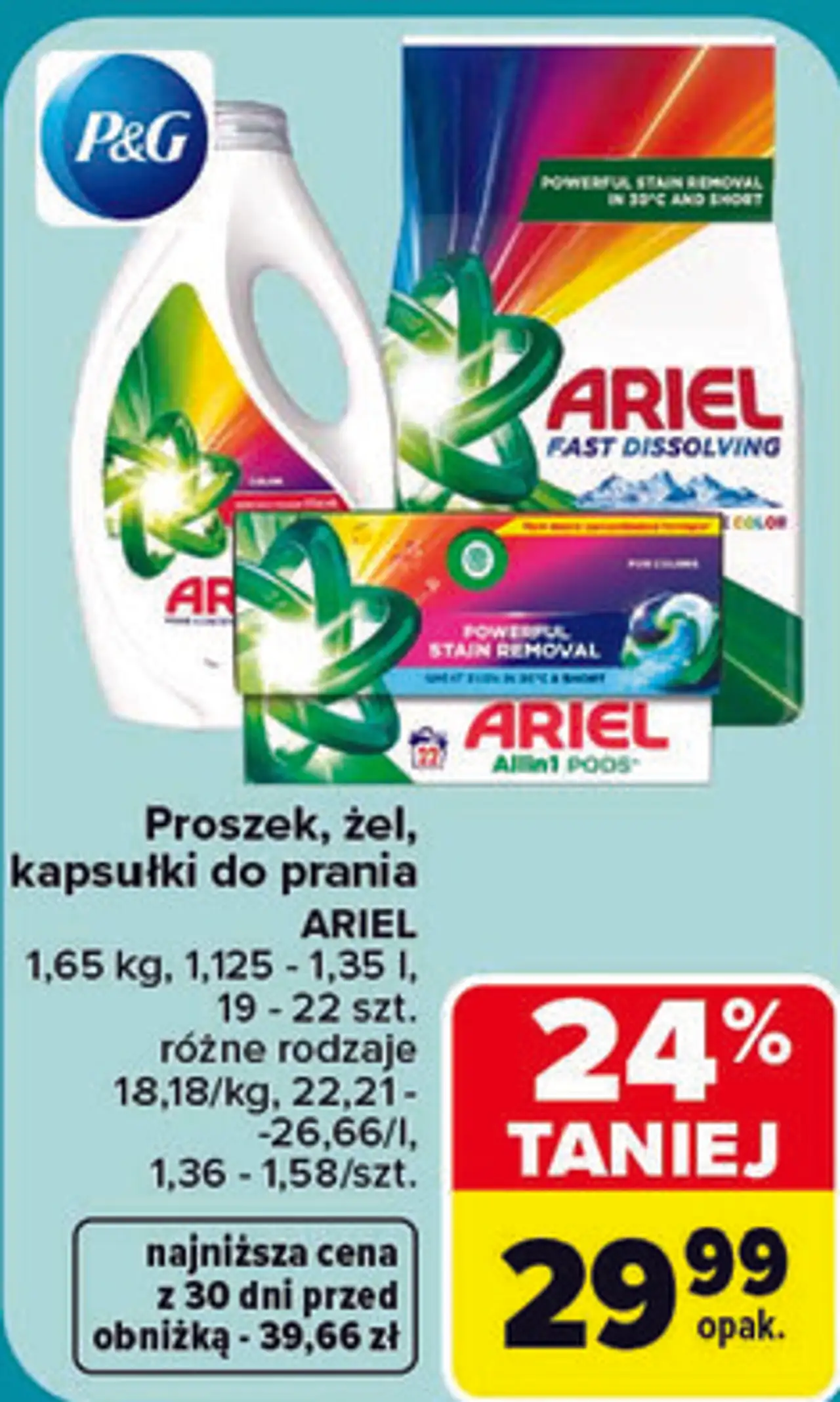 Proszek, żel, kapsułki do prania Ariel