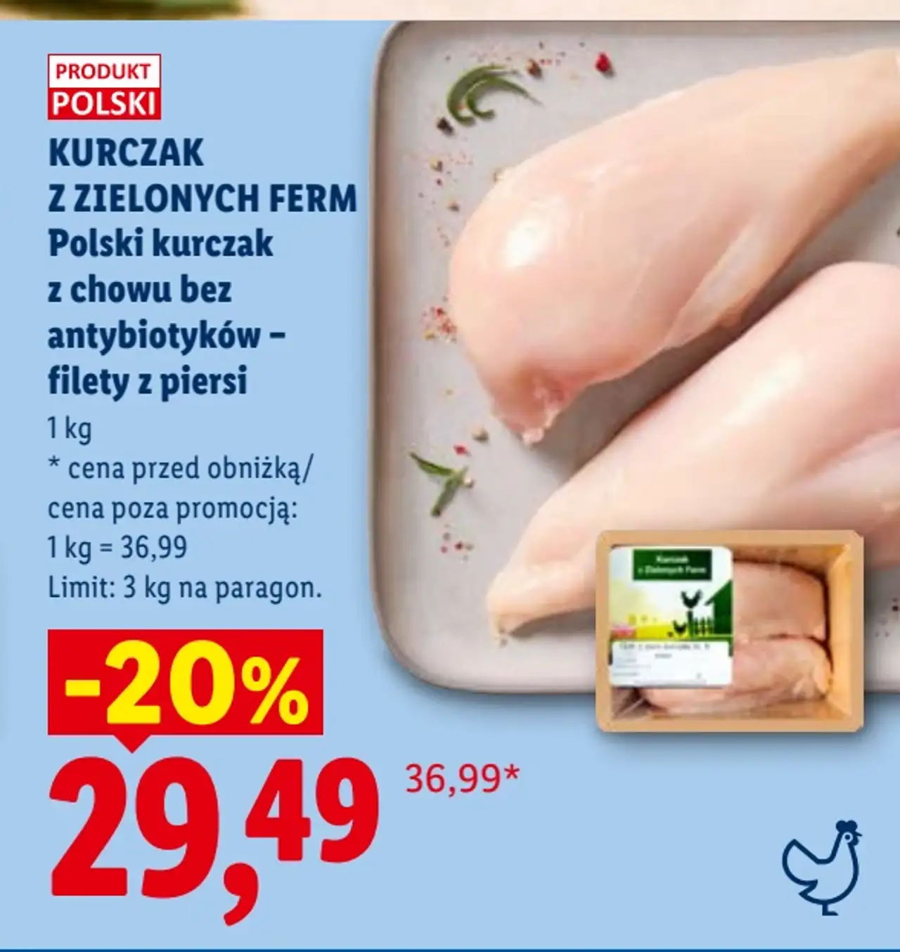 KURCZAK Z ZIELONYCH FERM Polski kurczak z chowu bez antybiotyków - filety z piersi