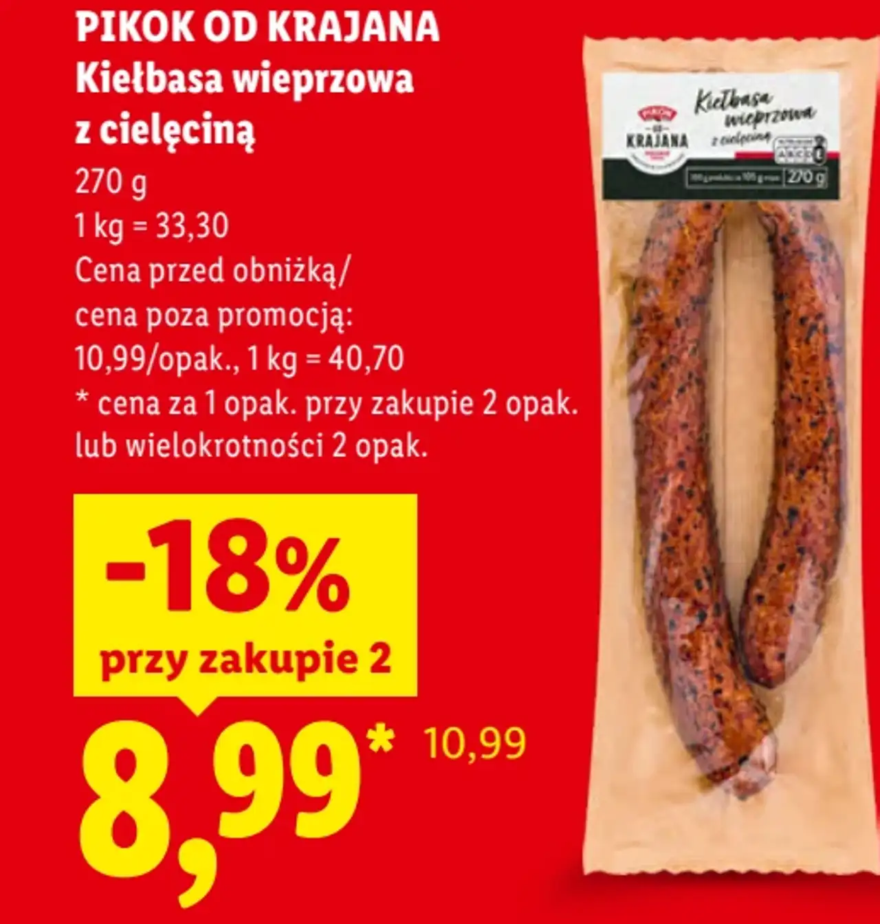 PIKOK OD KRAJANA Kiełbasa wieprzowa z cielęciną -18% przy zakupie 2