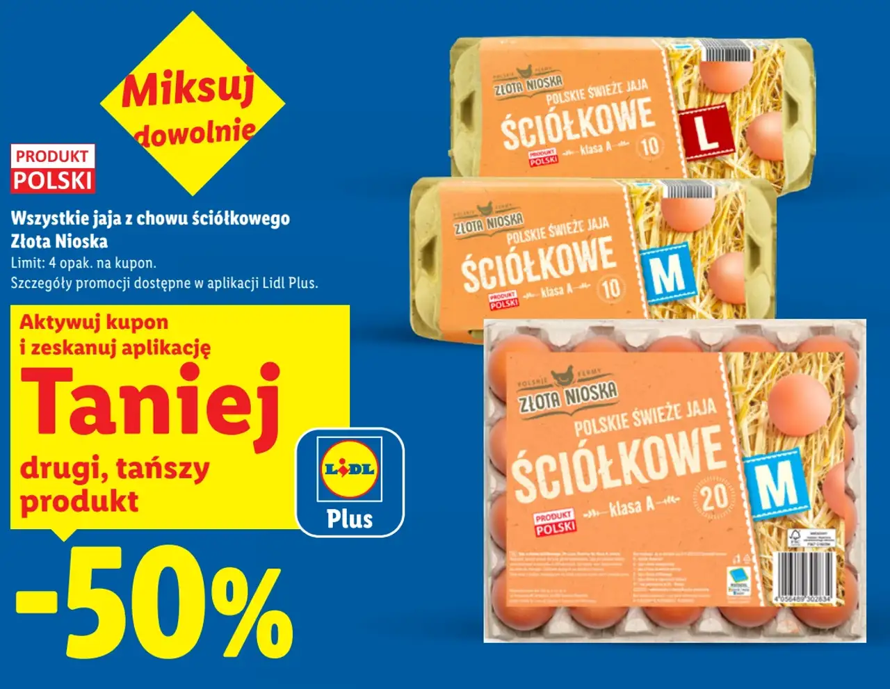 Wszystkie jaja z chowu ściółkowego Złota Nioska - drugi produkt tańszy o 50%