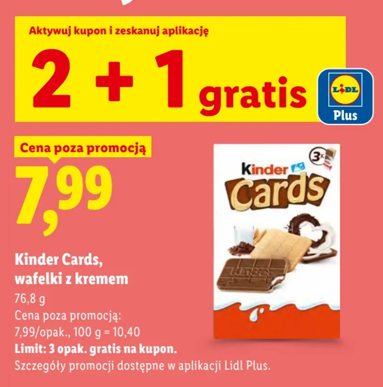 Kinder Cards, wafelki z kremem 2+1