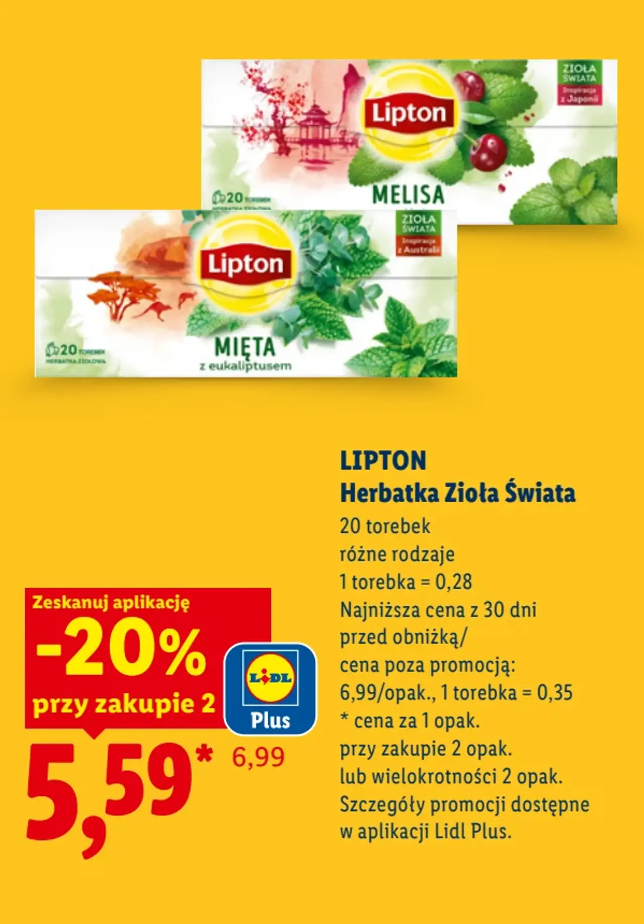 LIPTON Herbatka Zioła Świata -20% przy zakupie 2 z aplikacją