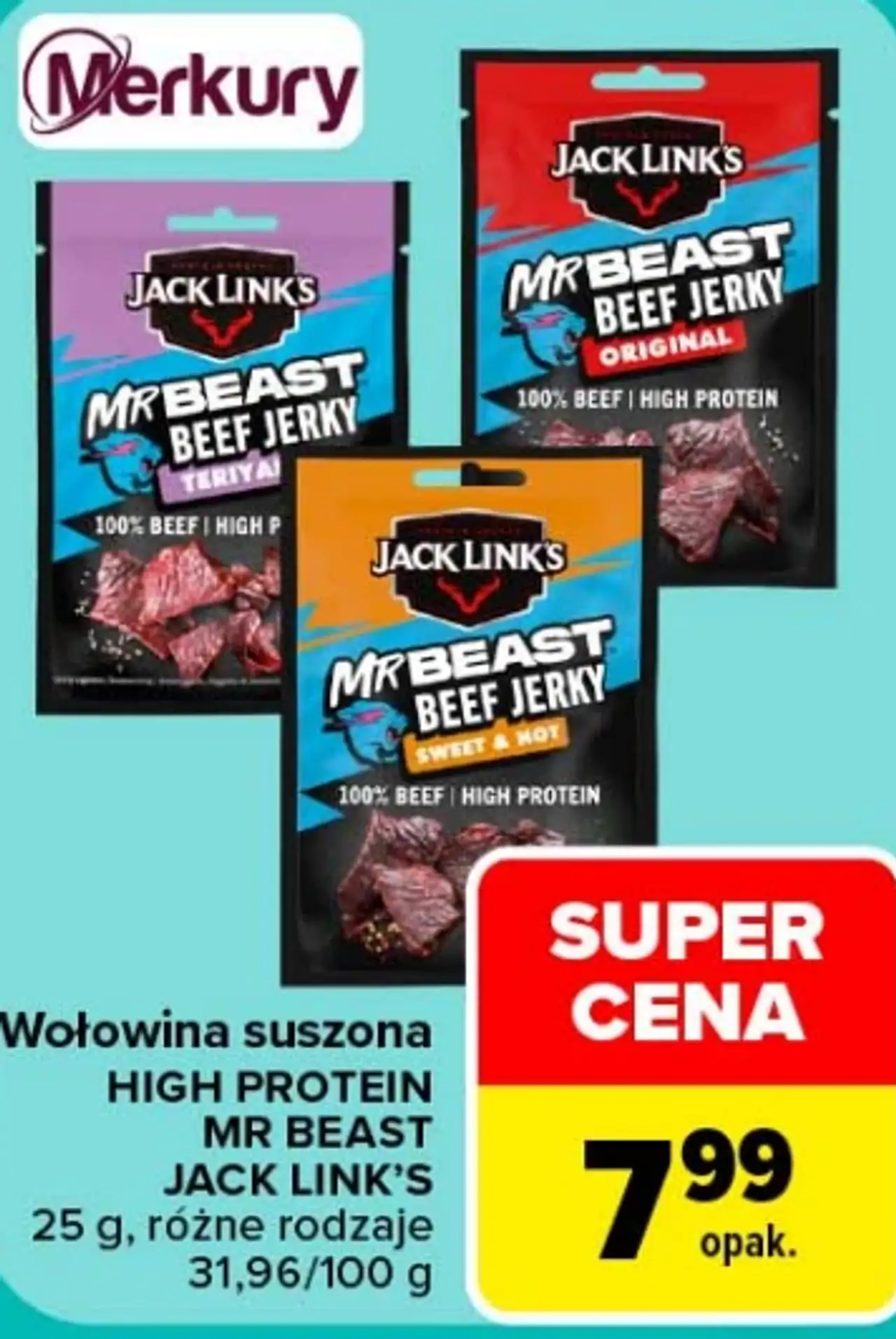Wołowina suszona HIGH PROTEIN MR BEAST JACK LINK'S