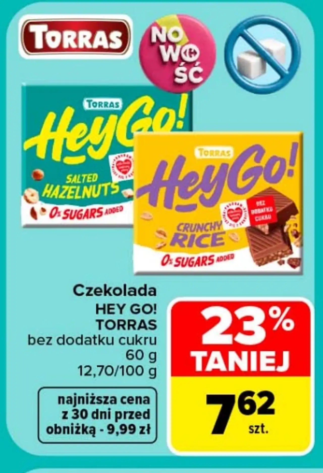 Czekolada bez dodatku cukru Torras Hey Go!