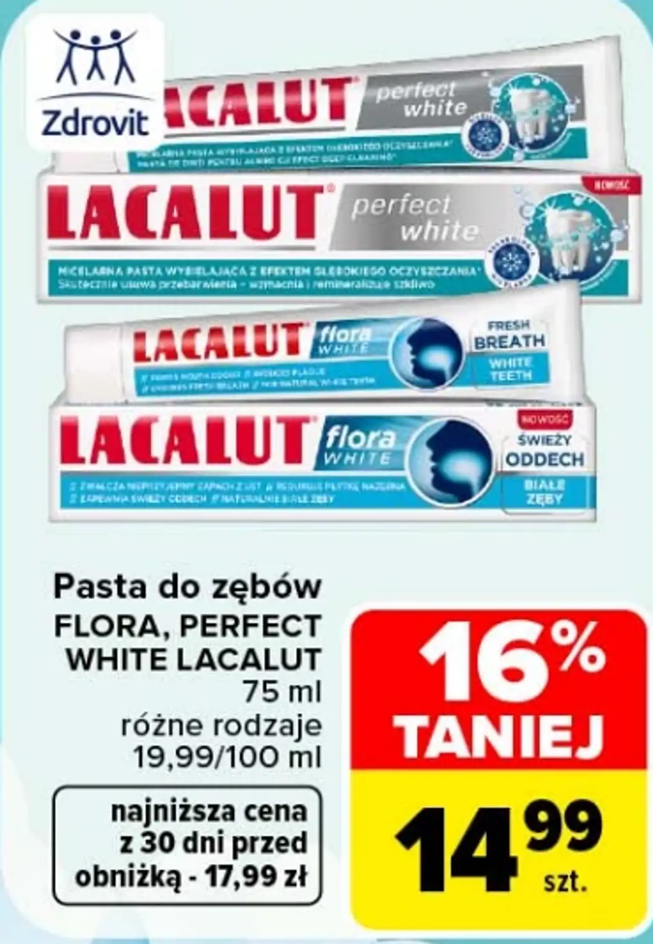 Pasta do zębów FLORA, PERFECT WHITE LACALUT