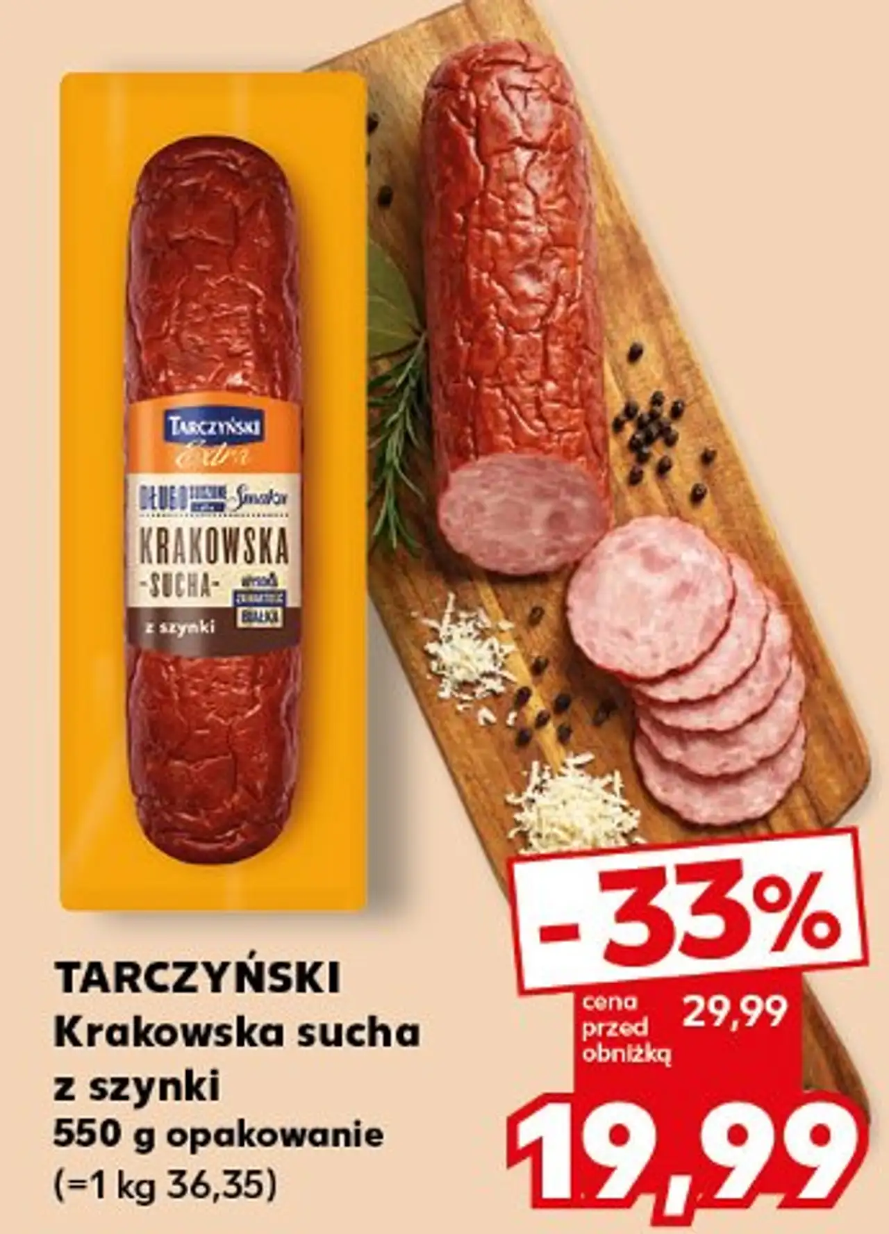 Kiełbasa krakowska sucha z szynki Tarczyński