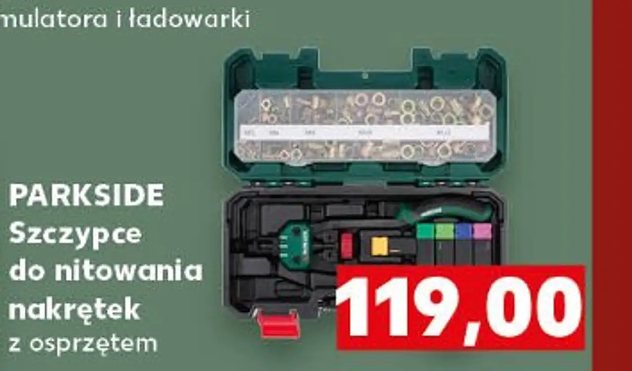 Szczypce do nitowania nakrętek z osprzętem Parkside