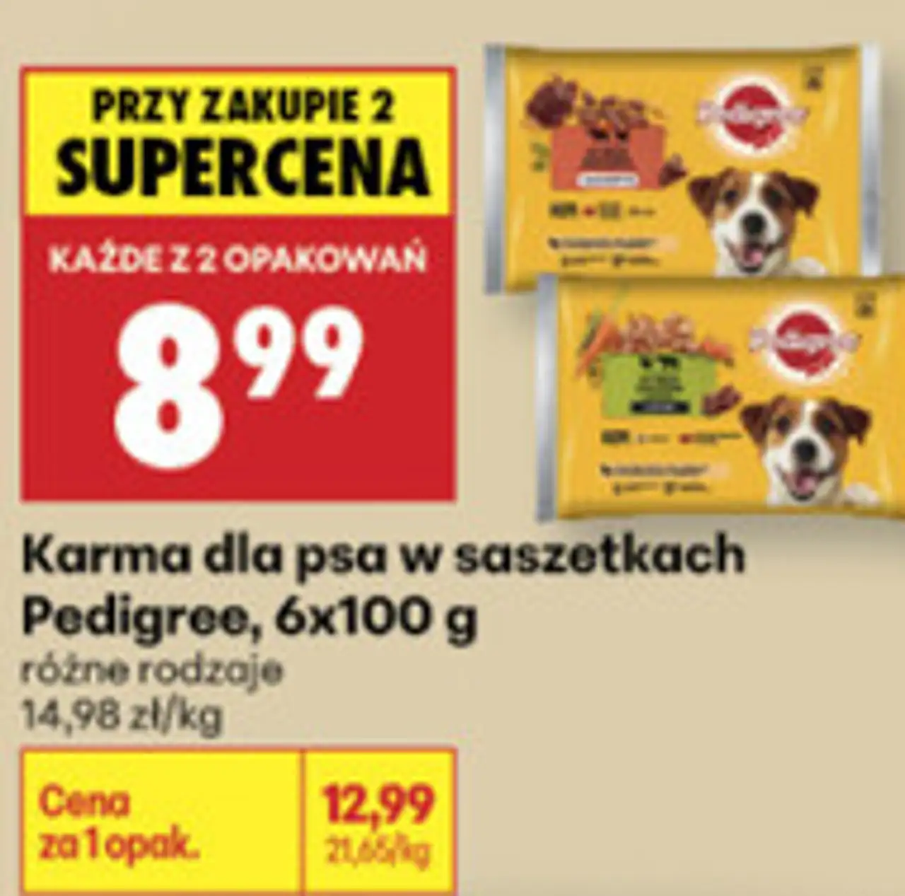 Karma dla psa w saszetkach Pedigree, 6x100 g