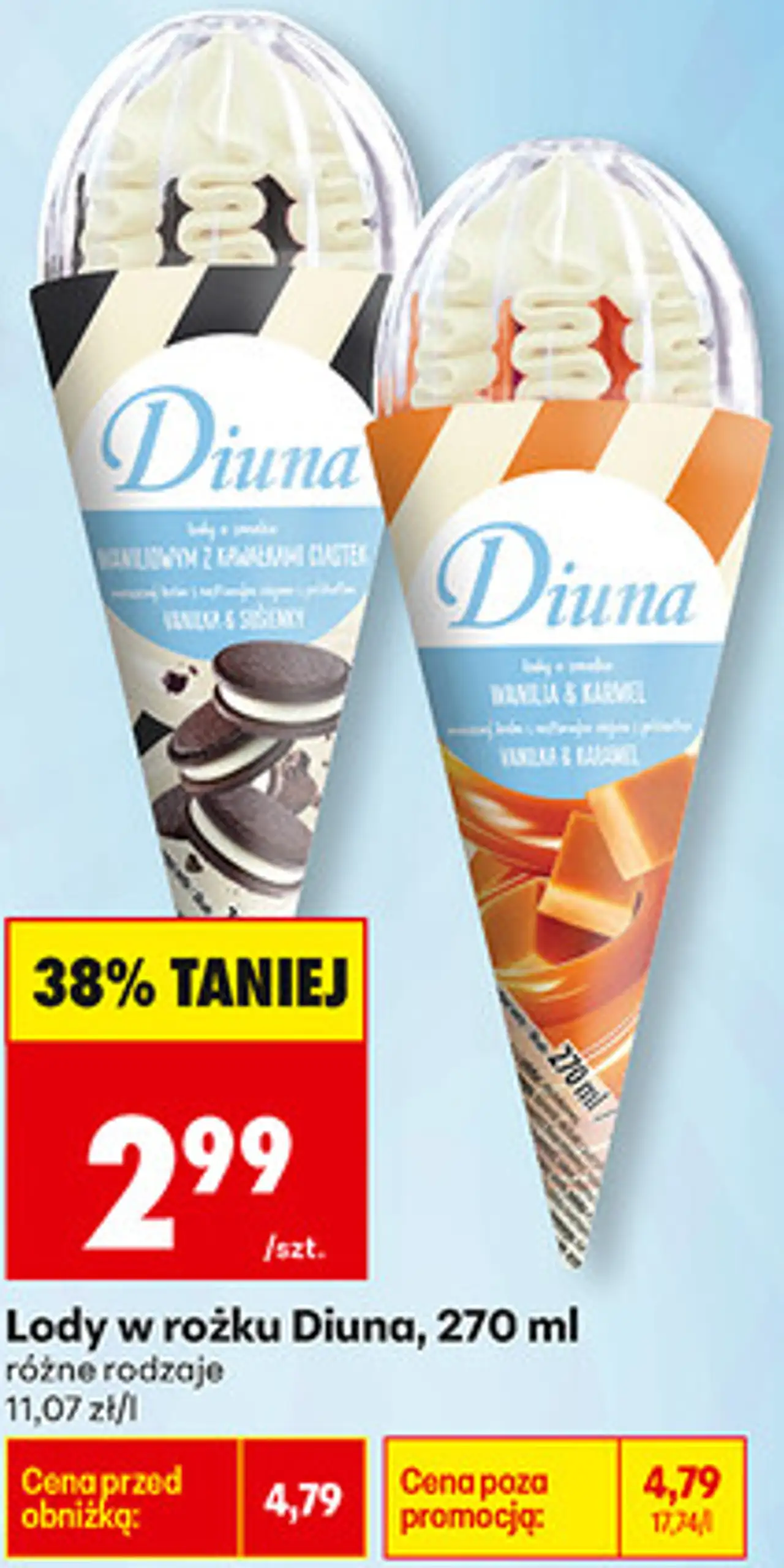 Lody w rożku Diuna, 270 ml