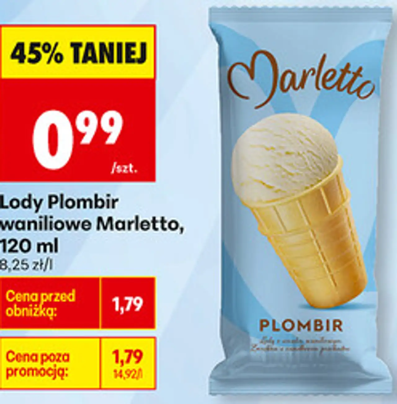 Lody Plombir waniliowe Marletto, 120 ml