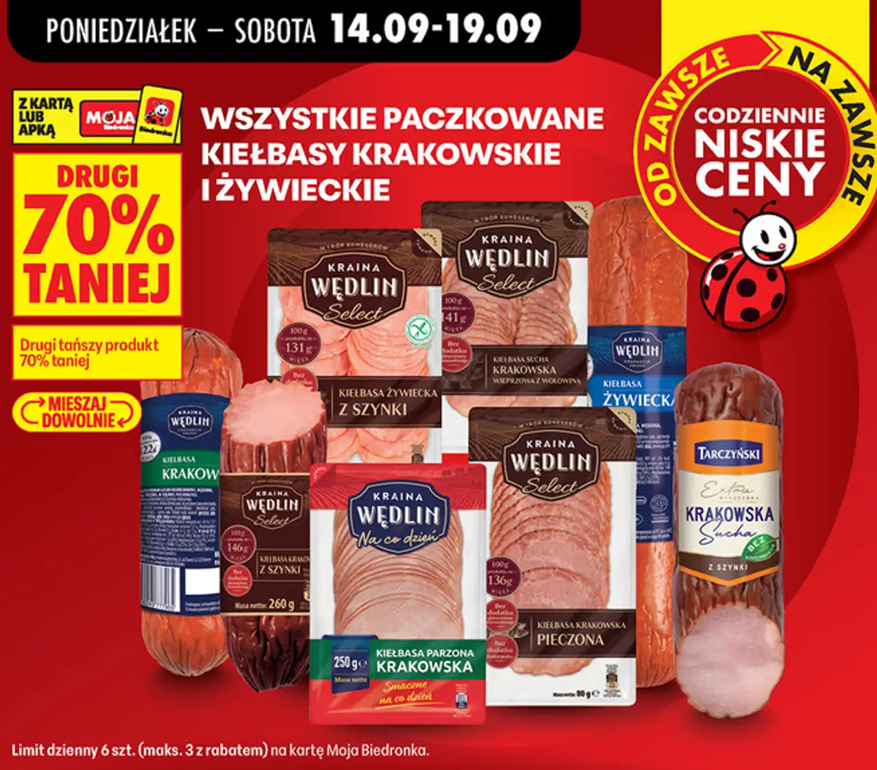 Wszystkie paczkowane kiełbasy krakowskie i żywieckie