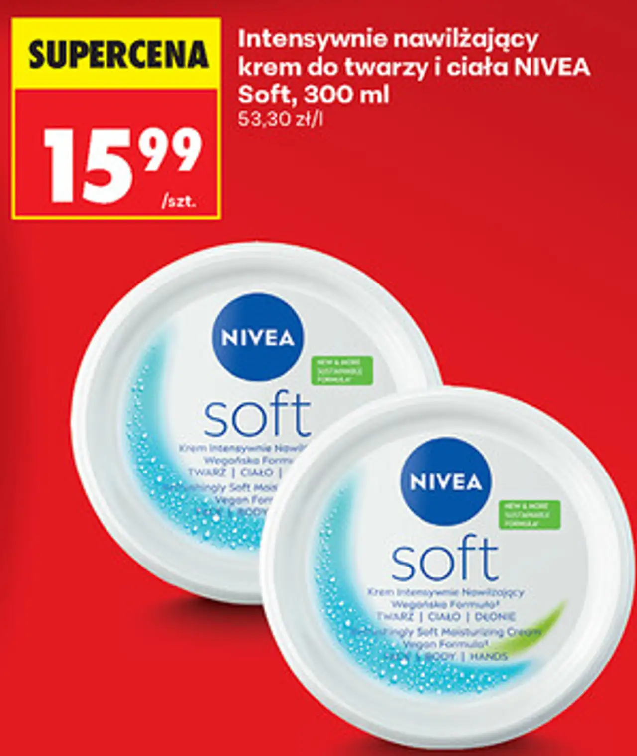 Intensywnie nawilżający krem do twarzy i ciała NIVEA Soft, 300 ml