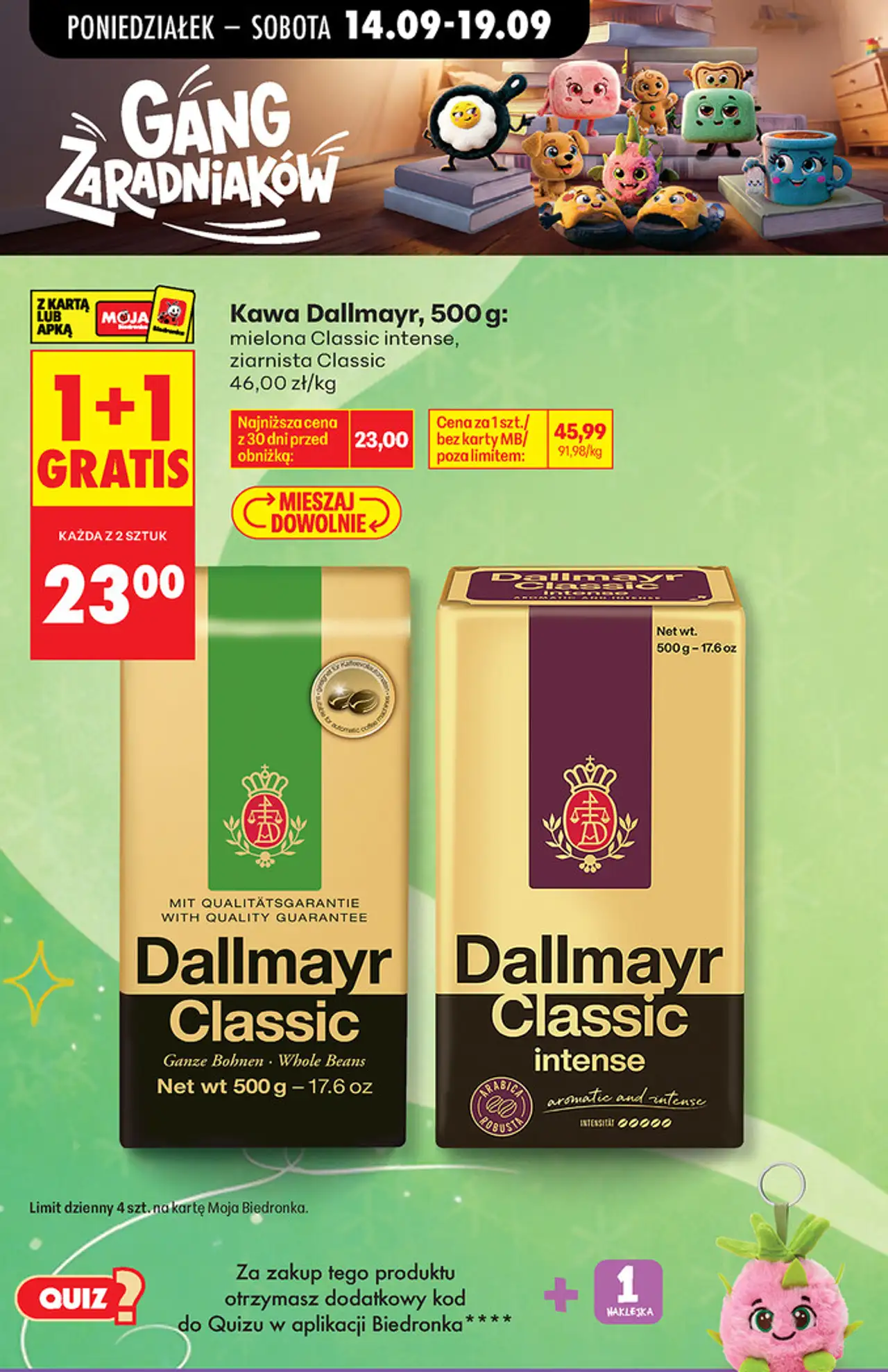 Kawa Dallmayr, 500 g: mielona Classic intense, ziarnista Classic