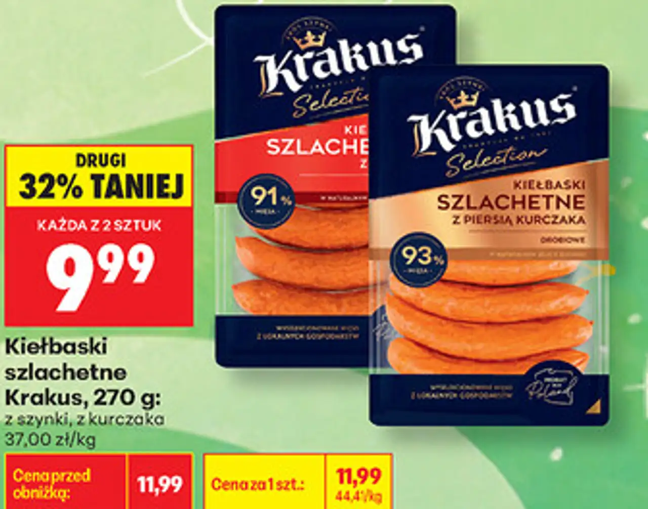 Kiełbaski szlachetne Krakus, 270 g