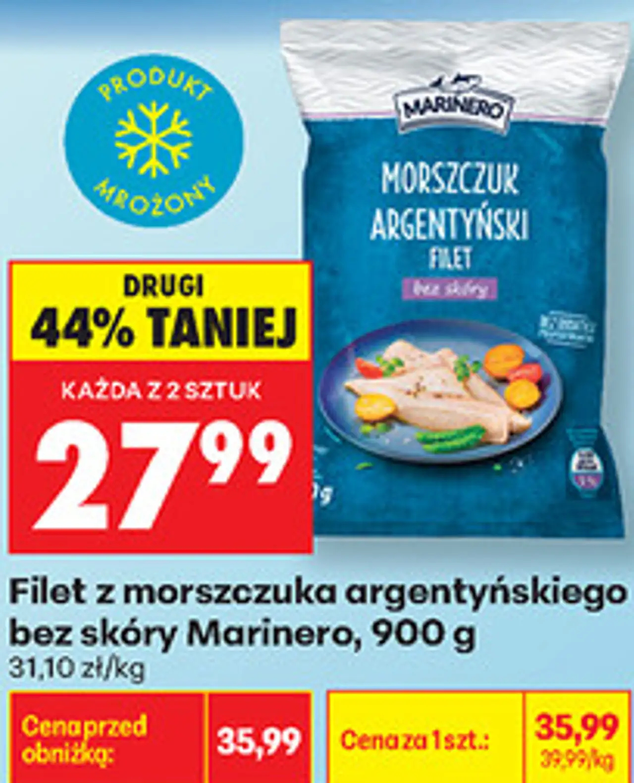 Filet z morszczuka argentyńskiego bez skóry Marinero
