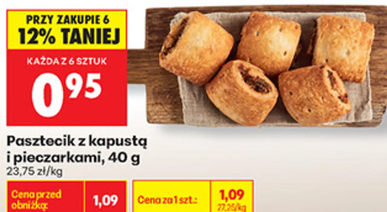 Pasztecik z kapustą i pieczarkami, 40 g