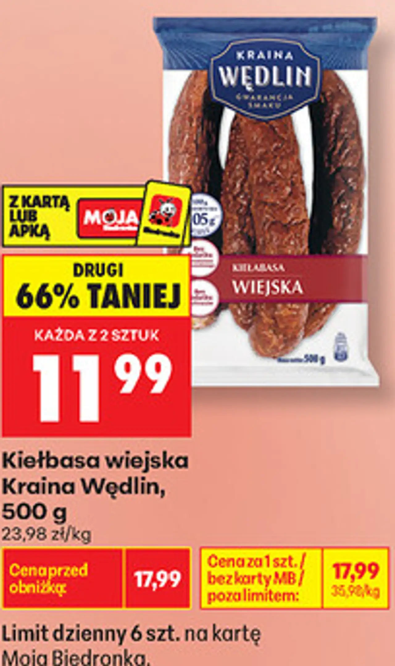 Kiełbasa wiejska Kraina Wędlin, 500 g
