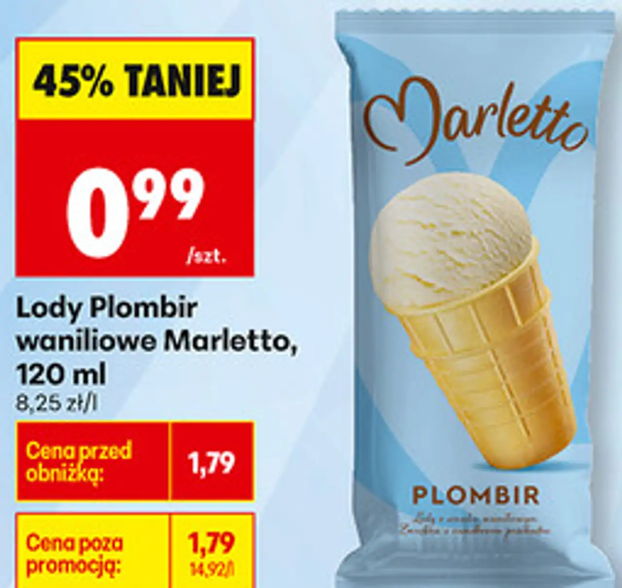 Lody Plombir waniliowe Marletto