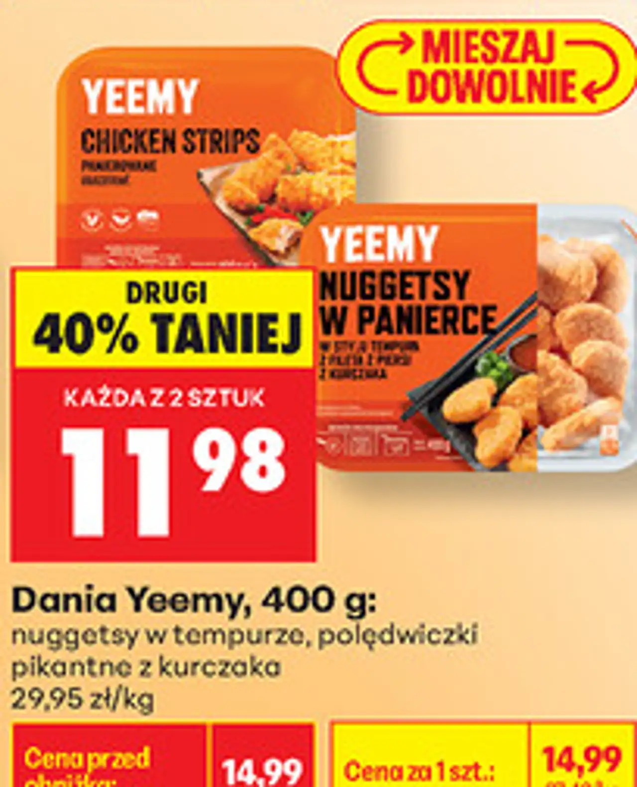 Dania Yeemy: nuggetsy w tempurze, polędwiczki pikantne z kurczaka