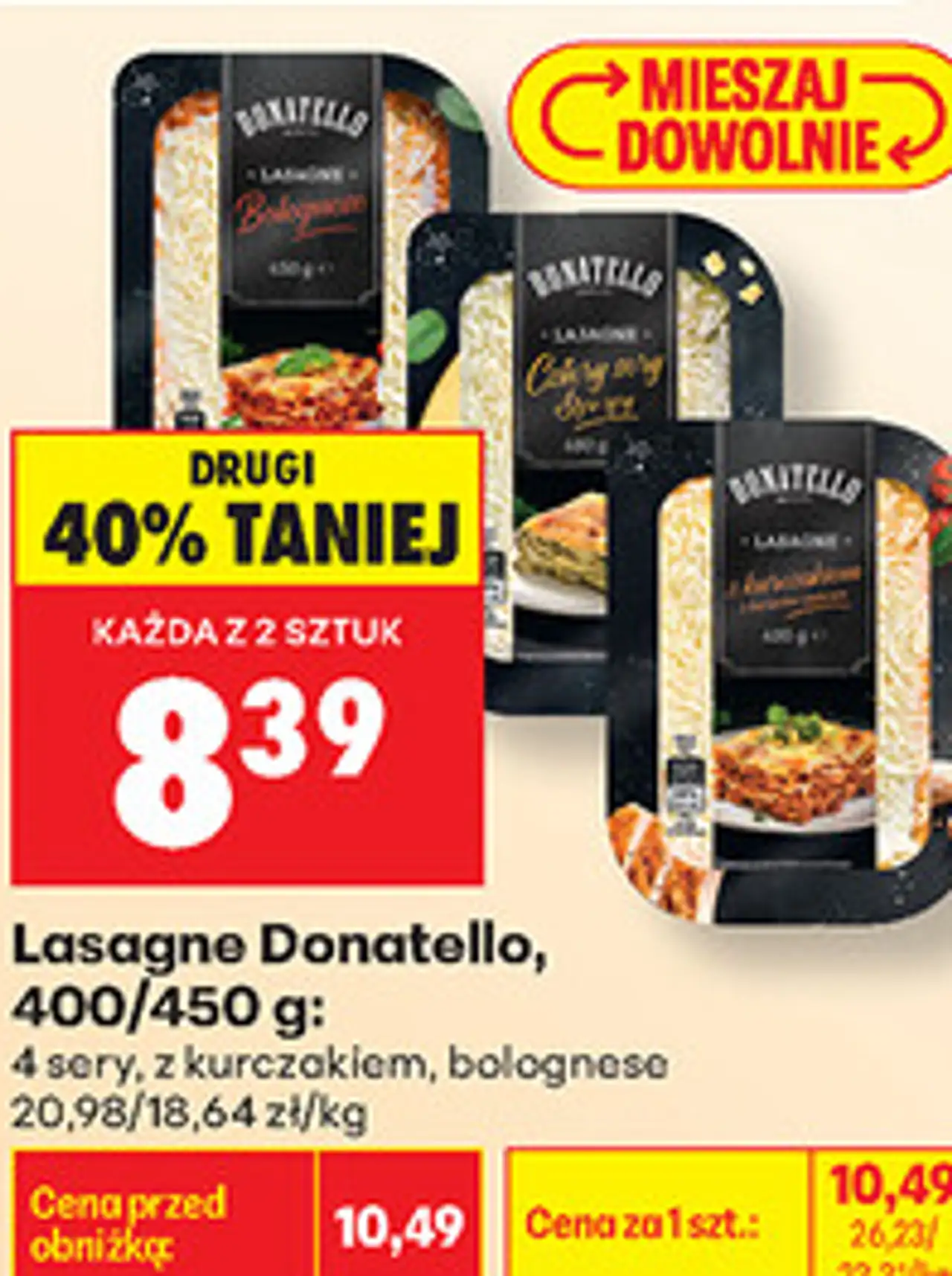 Lasagne Donatello: 4 sery, z kurczakiem, bolognese