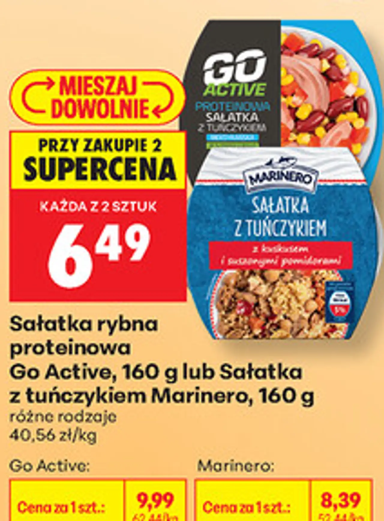 Sałatka rybna proteinowa Go Active, 160 g lub Sałatka z tuńczykiem Marinero, 160 g