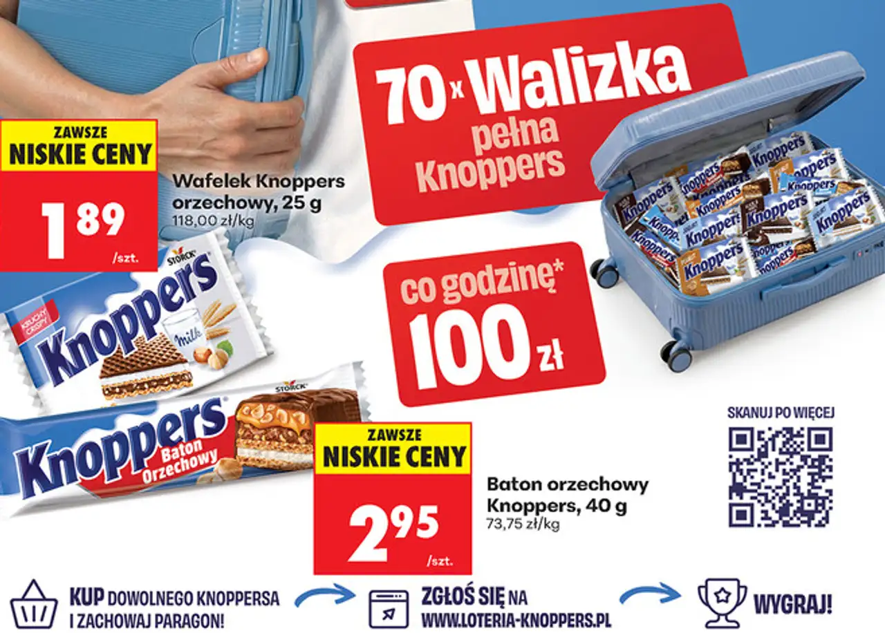 Wafelek Knoppers orzechowy, 25 g / Baton orzechowy Knoppers, 40 g