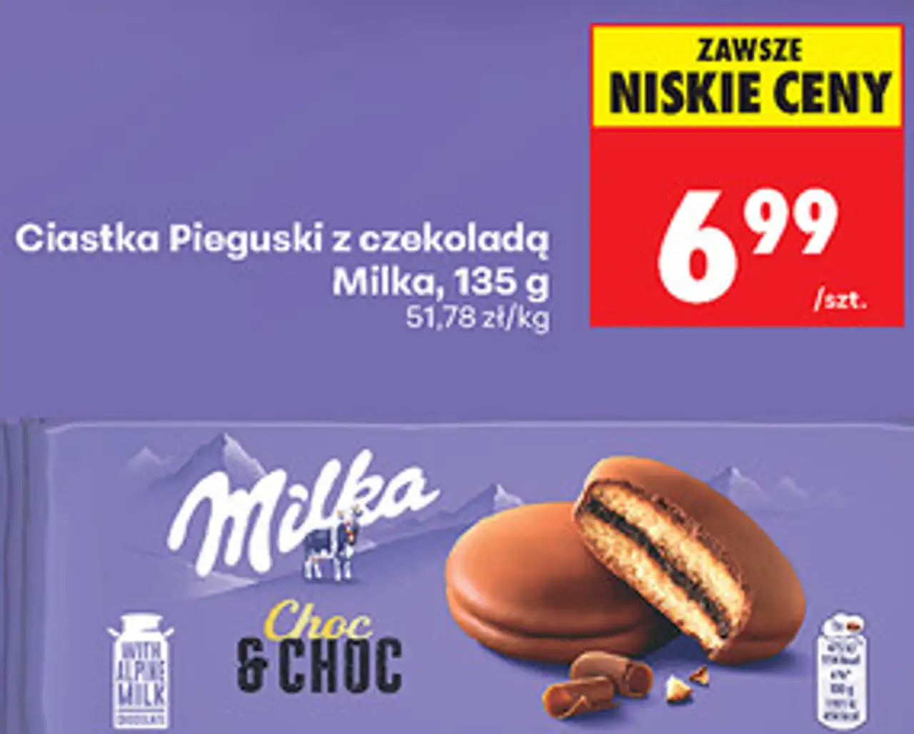 Ciastka Pieguski z czekoladą Milka